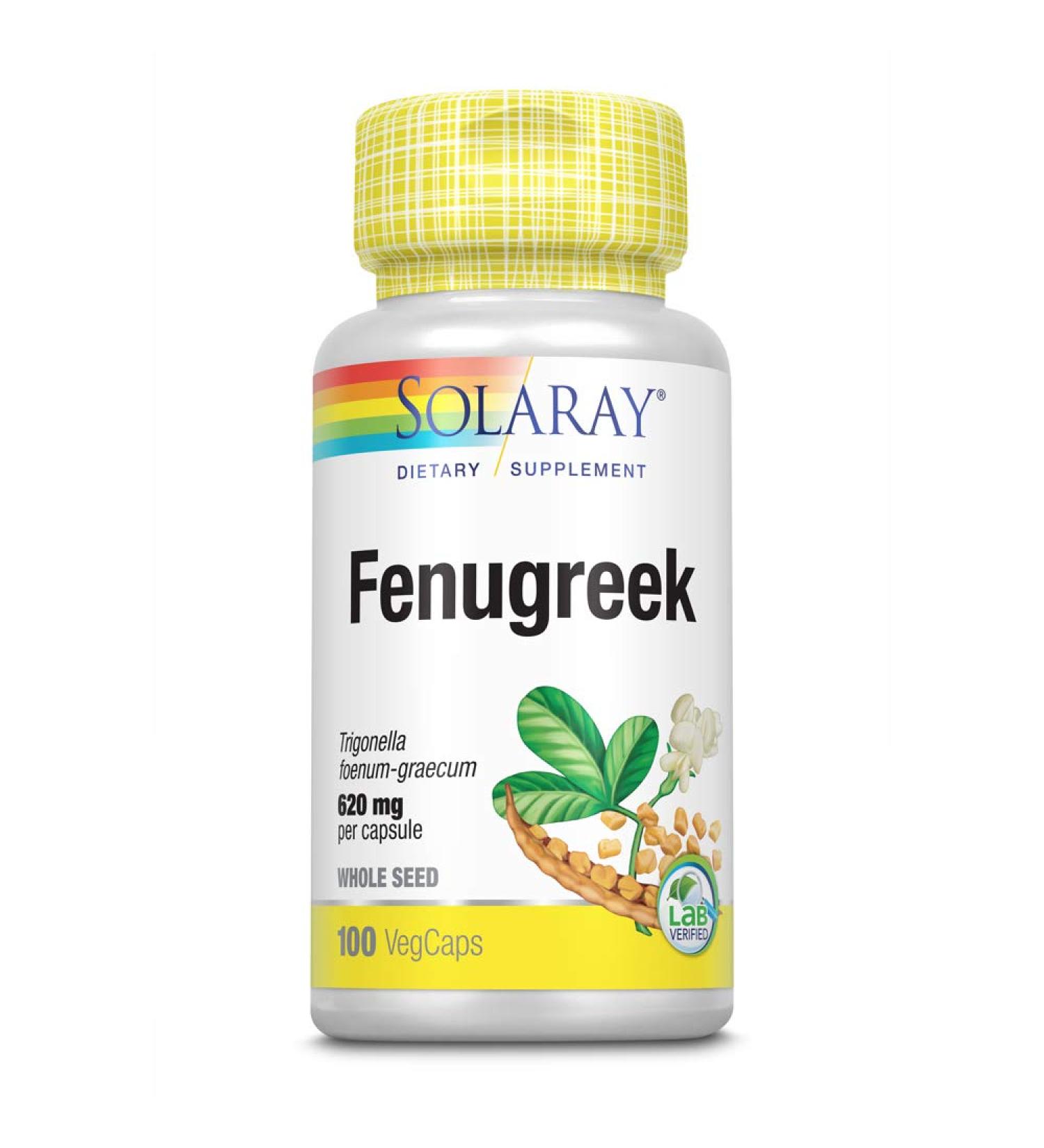 Solaray Organic Fenugreek 620 mg - 100 VegCaps | Pure Herbal Supplement - Buy Online on GoSupps.com