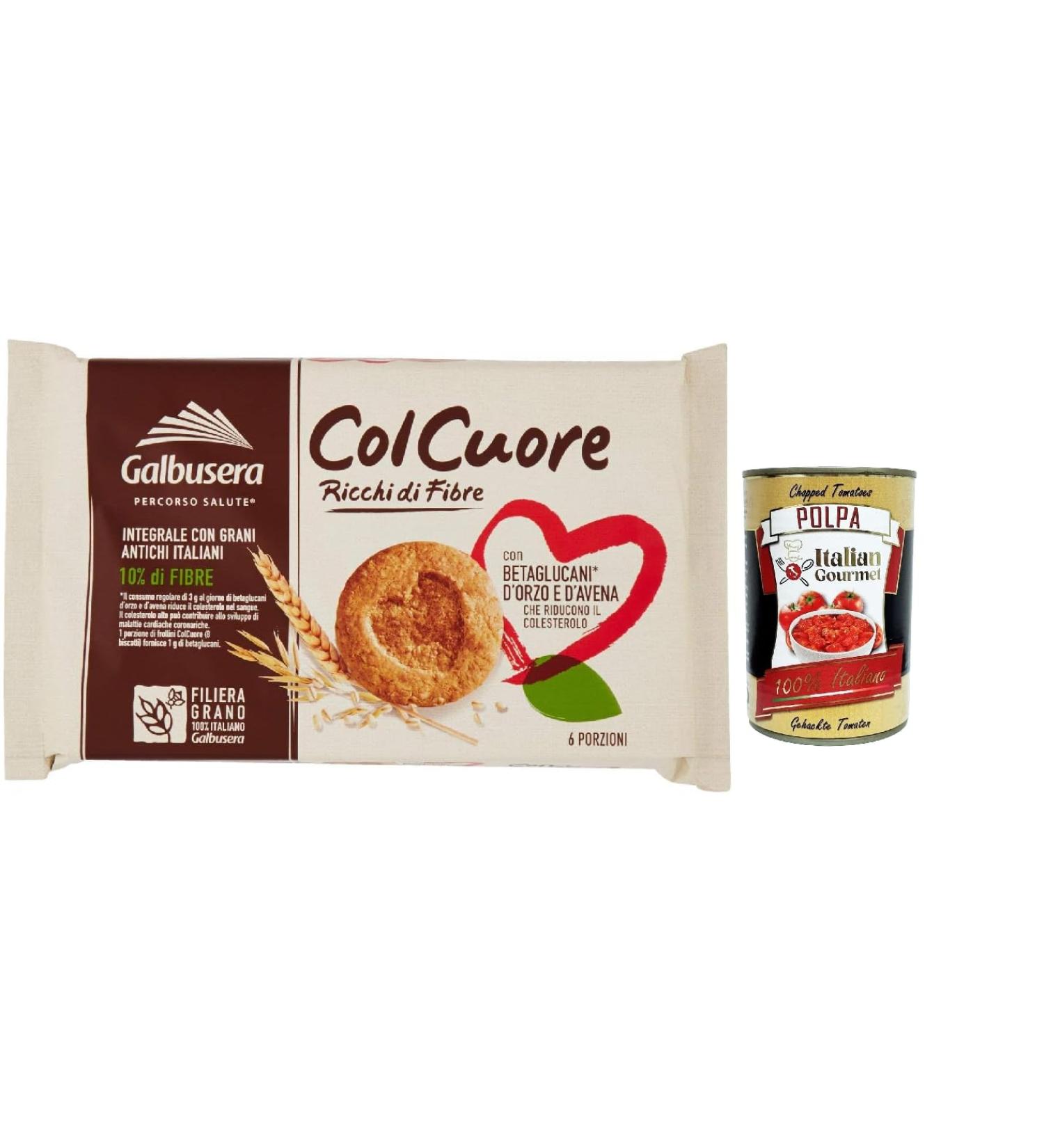  Italian Gourmet E.R. Galbusera Cuore Col Cuore Biscuits Rich in Fiber with Beta Glucans Barley and Oats 300g + Italian Gourmet Pulp 400g - Buy Online on GoSupps.com