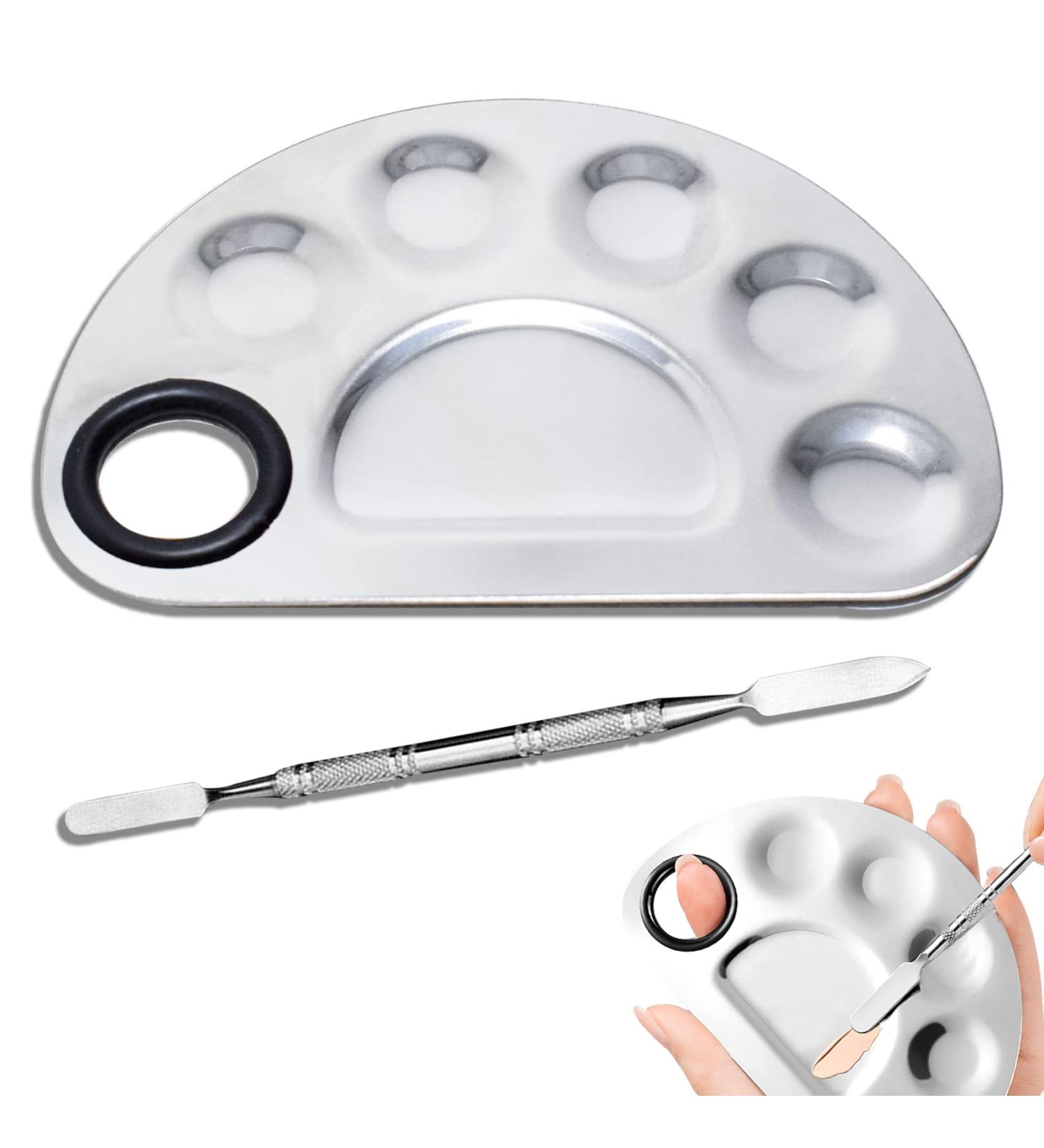 Stainless Steel Makeup Mixing Palette & Spatula Tool for Foundation & Nail Art - Lightweight Artist Tool for Cosmetic Mixing - Buy Online on GoSupps.com
