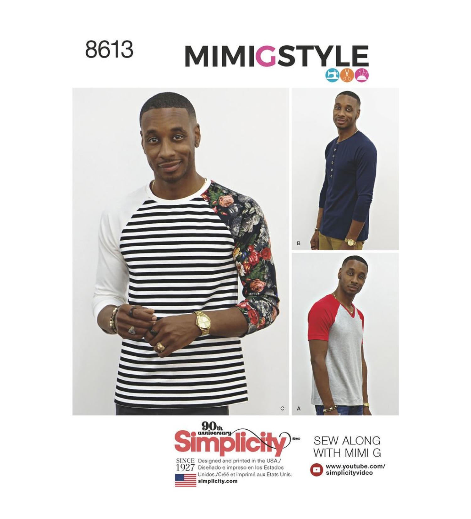 Simplicity US8613A Men's Knit Long Short Sleeve Shirt Patterns by Mimi G Style - White - Sizes XS-M - Buy Online on GoSupps.com
