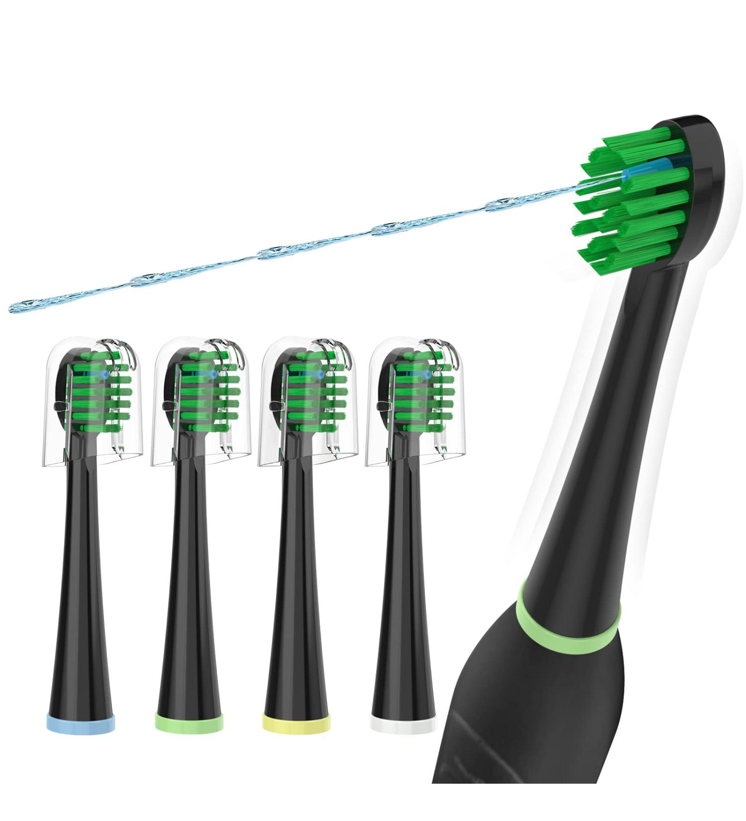 Water Pik Sonic Fusion Compact Toothbrush Heads (SF-01/SF-02/SF-03/SF-04) - 4 Count Black with Covers - Buy Online on GoSupps.com