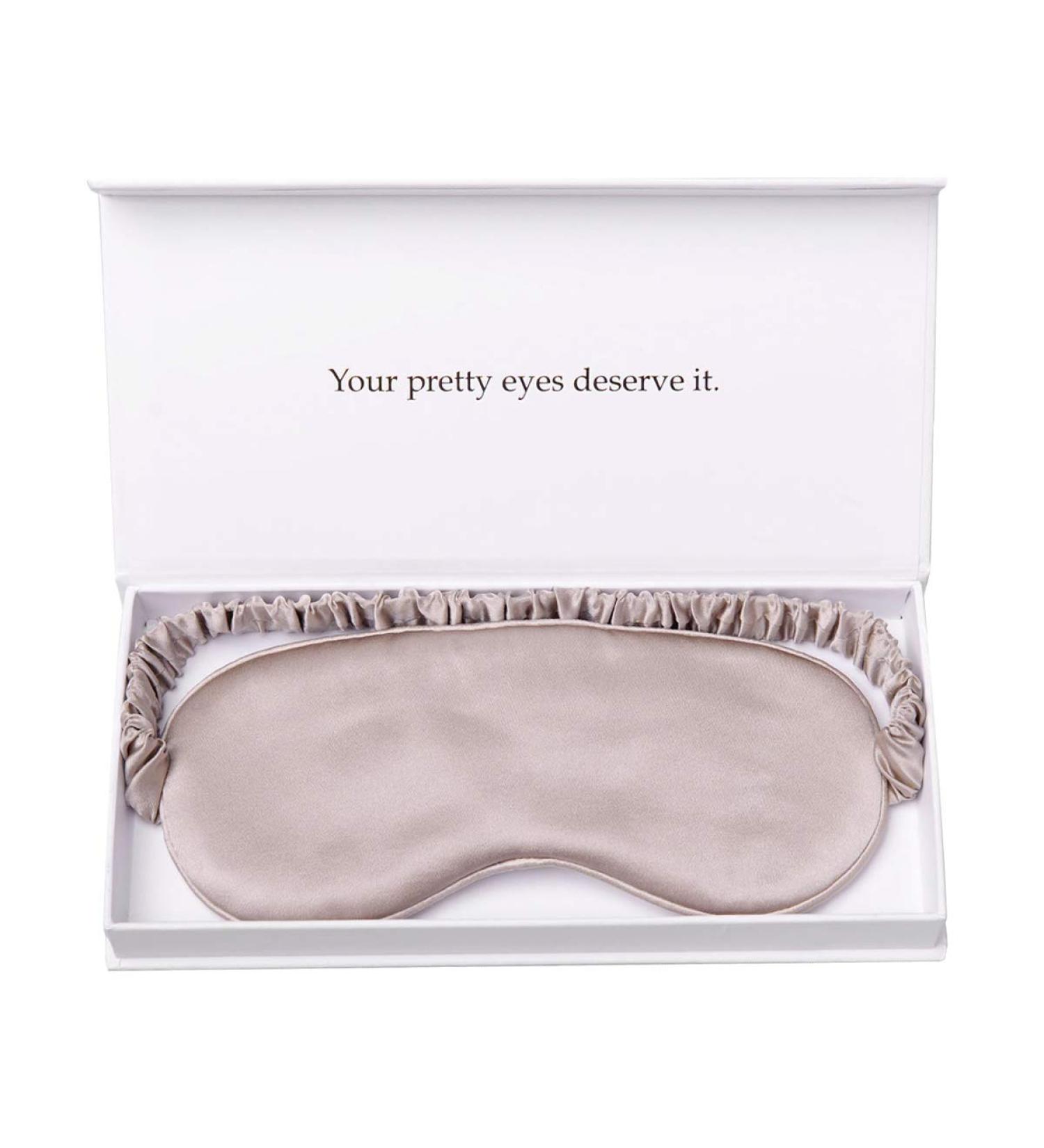 Yanser Luxury 100% Mulberry Silk Sleep Mask - Anti Aging Eye Cover - Ultra Soft & Comfy - Caramel - Buy Online on GoSupps.com