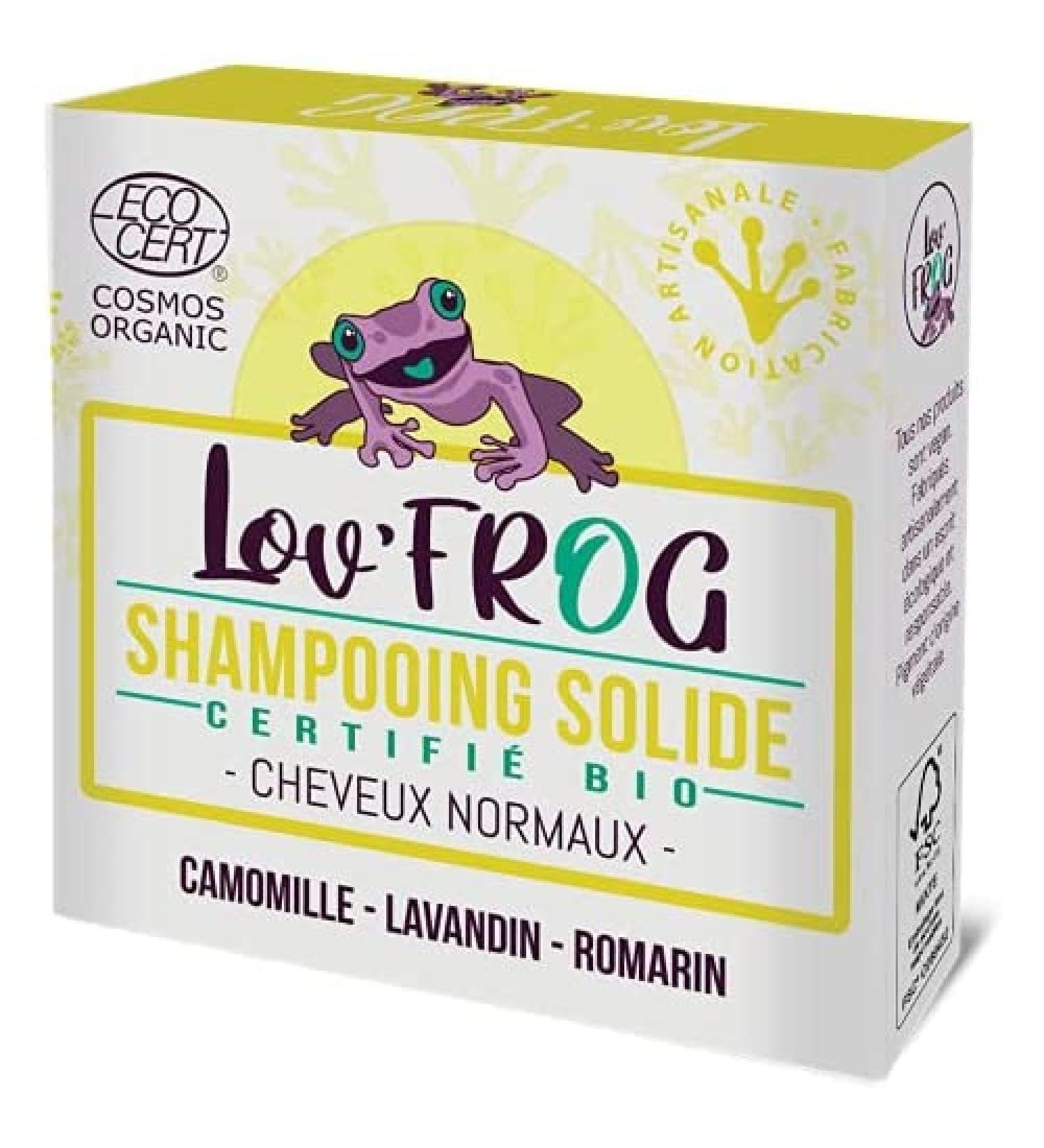 Lov'Frog - Organic Solid Shampoo Normal Hair - Chamomile Lavender Rosemary - 99.98% Natural Origin Certified Organic Cosmos Organic - Made in France - 50g - Buy Online on GoSupps.com