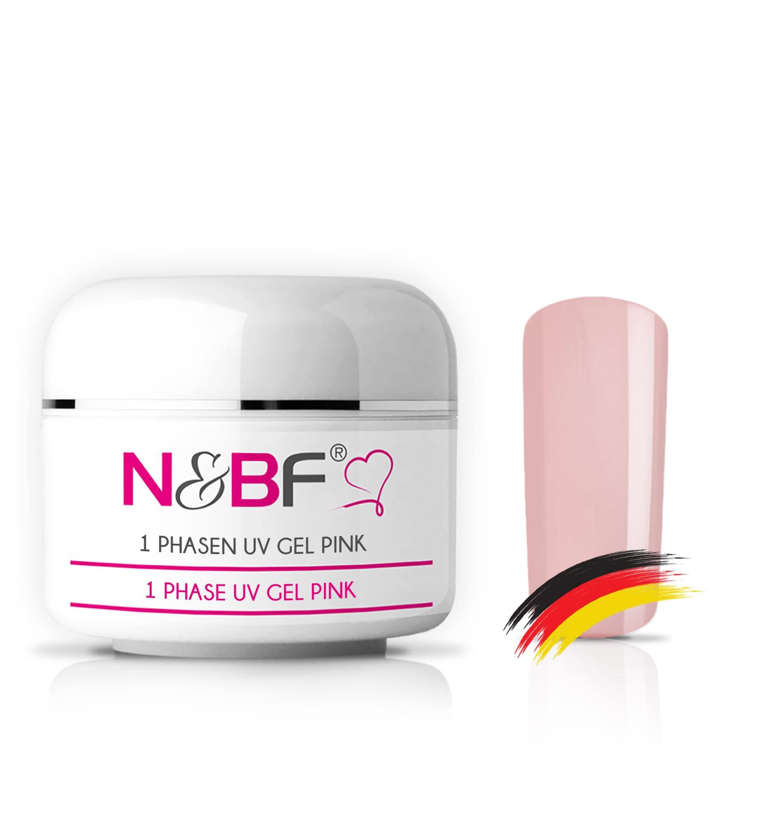 N&BF 1 phases UV Gel Pink Dickviskos 60ml (2 x 30ml) |3in1 gel pink/ros |Made in Germany |All -rounder gel for nails |All in one gel without acid + self -smoothing |Subsetting gel UV Nagelgel
