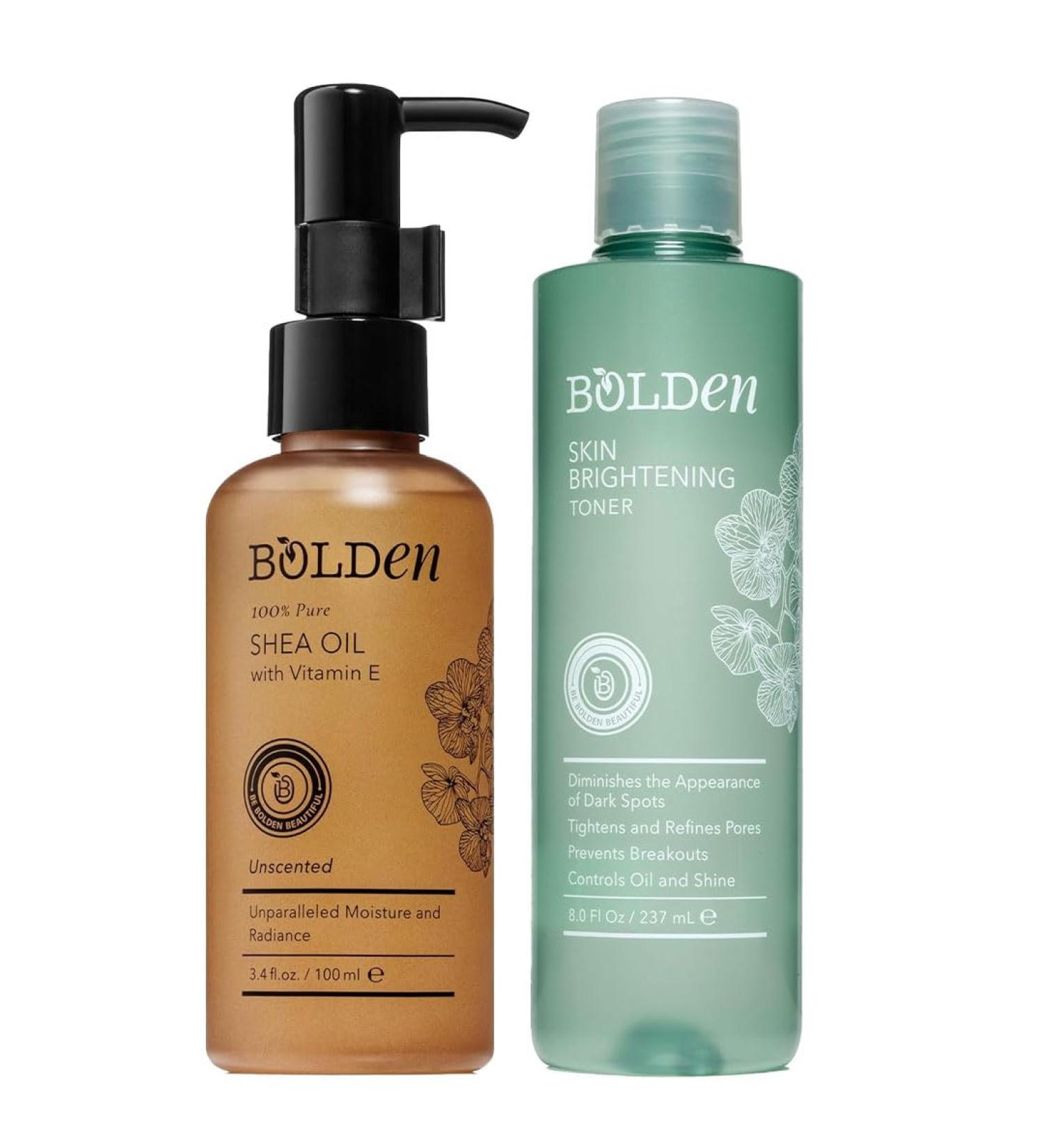Bolden Skin Brightening Toner & Shea Oil Bundle AHA Toner with 100% Natural Unscented Shea Oil with Vitamin E | - Buy Online on GoSupps.com
