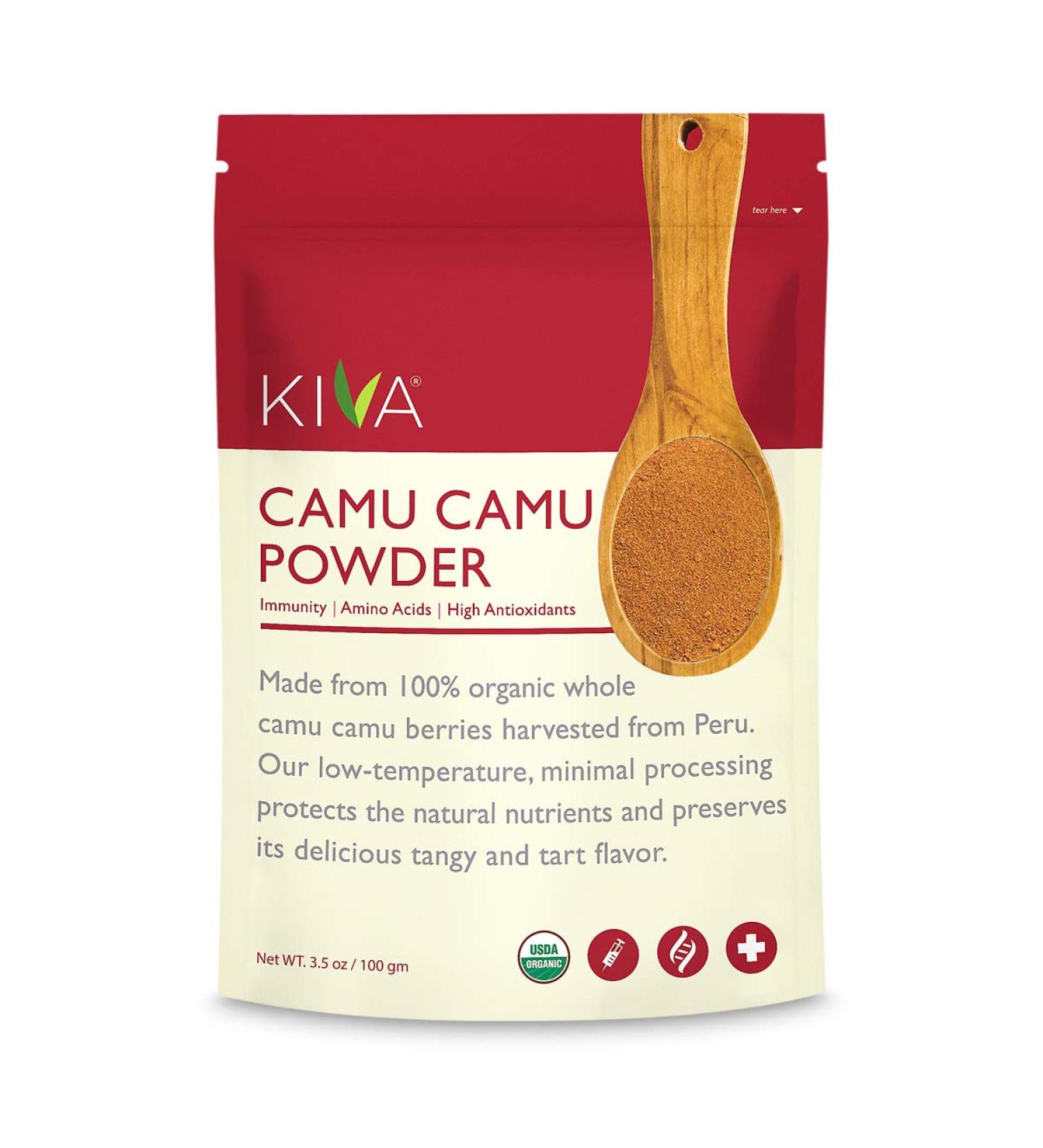 Kiva Organic Camu Camu Powder - Antioxidant Rich Vitamin C Supplement | Non-GMO Raw Vegan | 3.5oz Bag - Buy Online on GoSupps.com