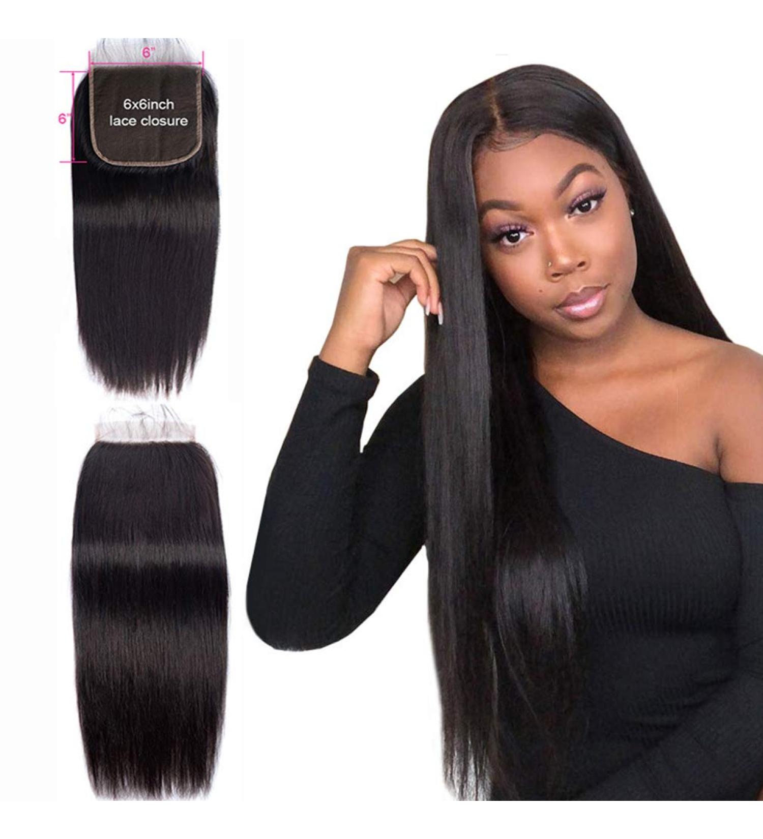 6x6 Human Hair Closure Straight 10 Inch Lace Frontal Deep Part Transparent Swiss With Baby Hair Pre Plucked Virgin Brazilian Human Hair Invisible Clear Hd Film Lace Closure - Buy Online on GoSupps.com