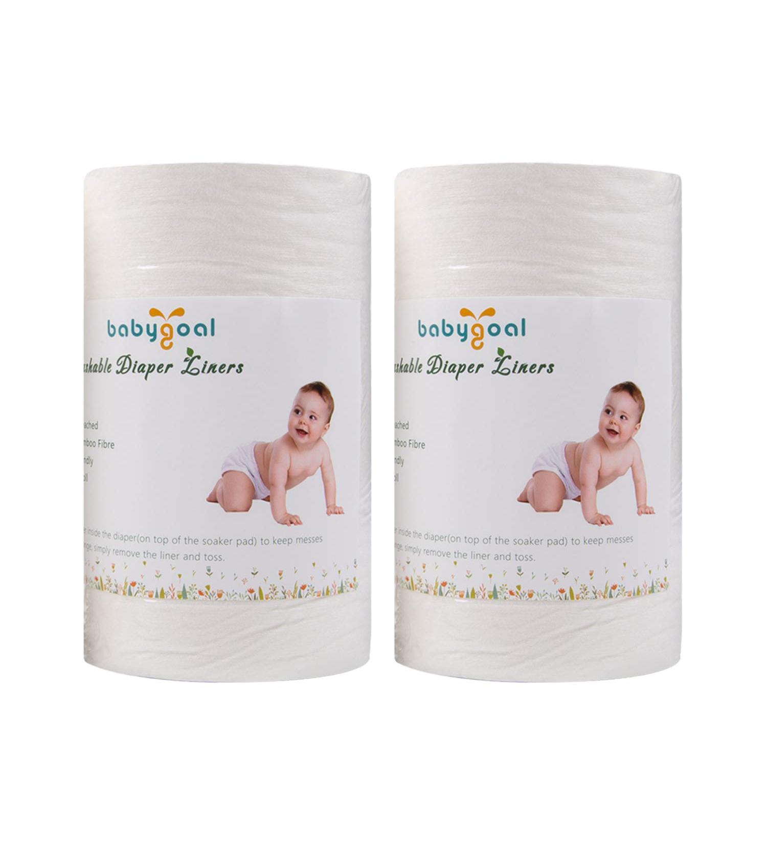 Babygoal Biodegradable Bamboo Cloth Diaper Liners 2 Pack - 200 Sheets - Buy Online on GoSupps.com