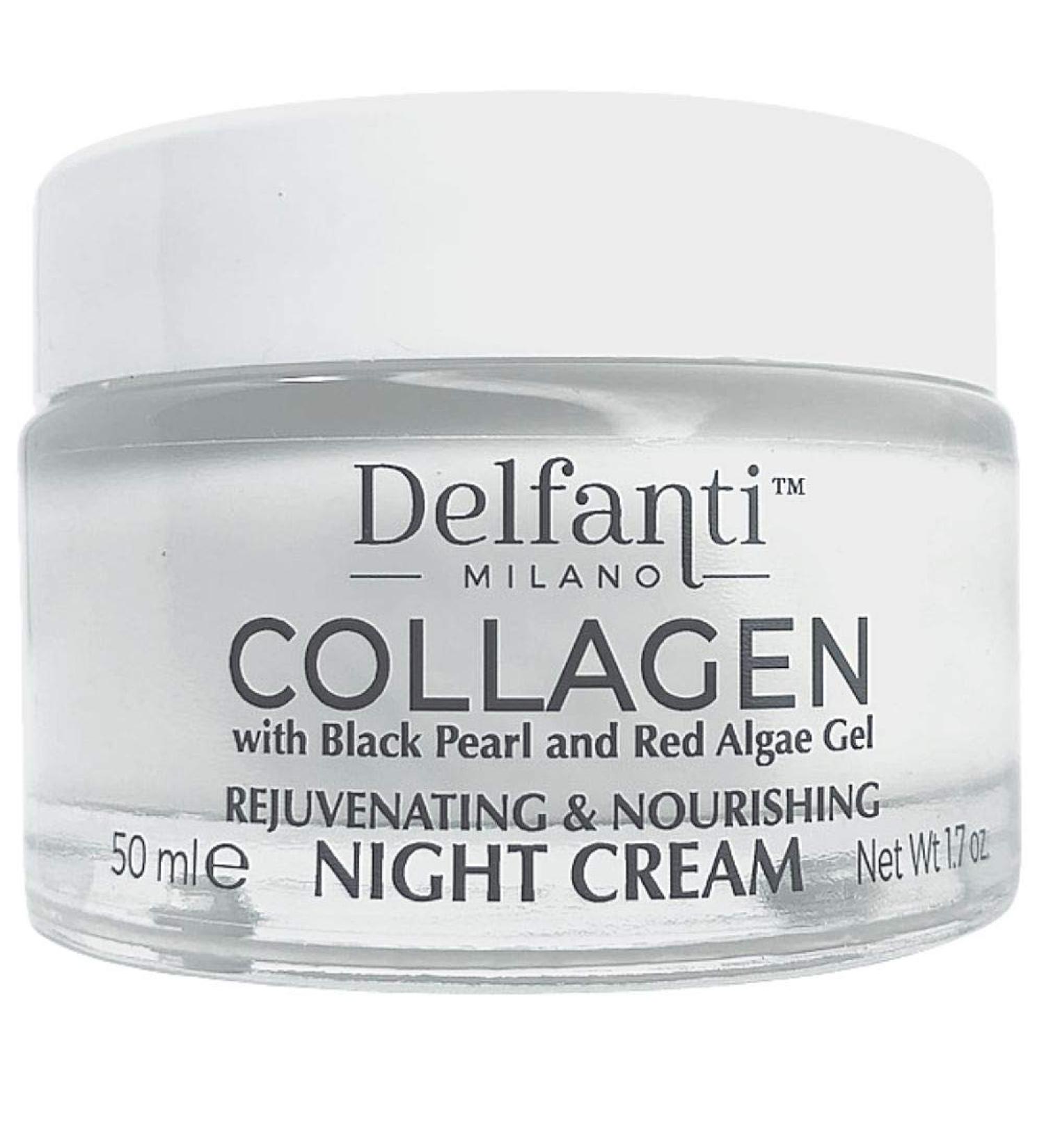 Delfanti-Milano Collagen Rejuvenating Night Cream with Black Pearl and Red Algae Gel - Made in Italy - Buy Online on GoSupps.com