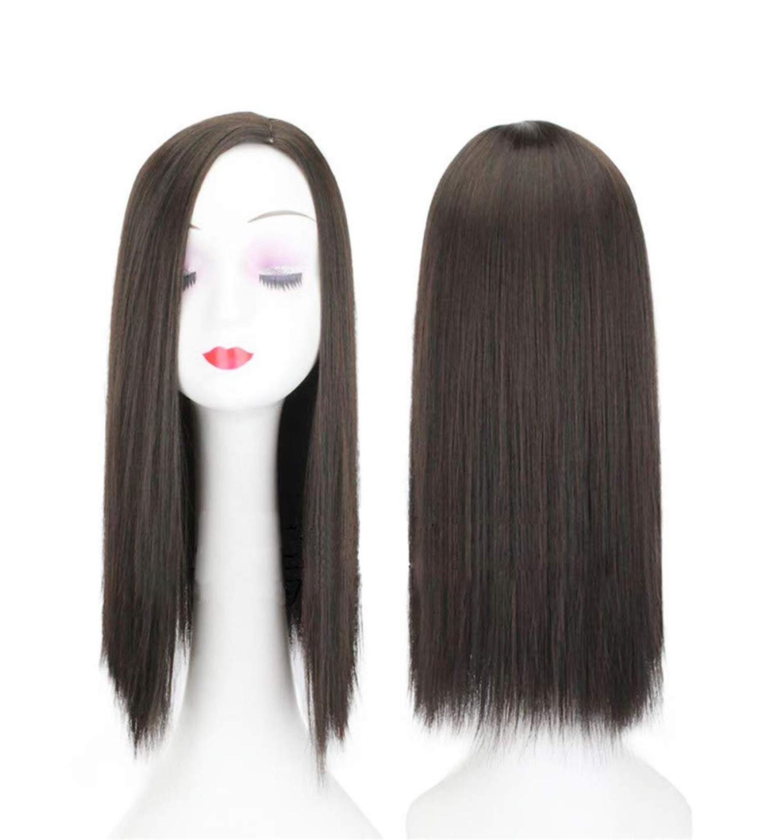 Clip-In Hair Extensions for Women - 50.8 cm Smooth Black Brown Parting for Thinner Hair - Buy Online on GoSupps.com