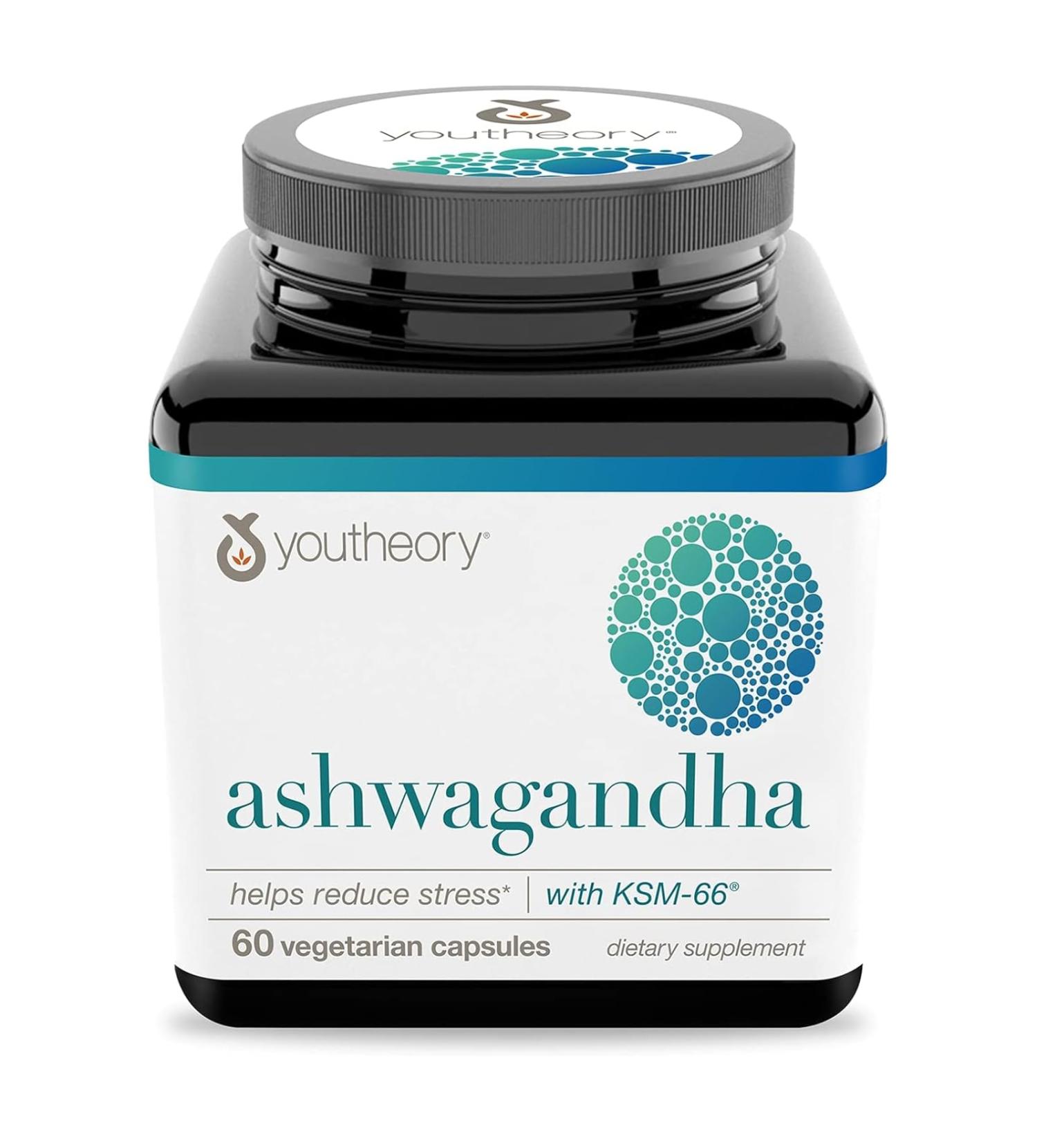 Youtheory Ashwagandha 60 Capsules - Buy Online on GoSupps.com