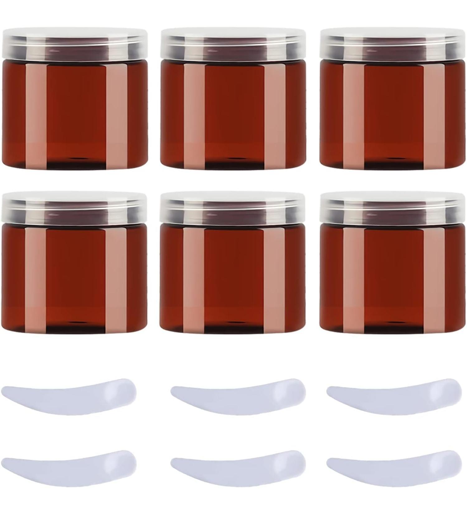 travel pots for cream small pots with lids Pack of 6 Â  100ml Blue Plastic Cream Jars Cosmetic Pots withÂ Clear Lids Containers for Toiletries (Color : Bruin Size : 50ml) 50ml Bruin - Buy Online on GoSupps.com