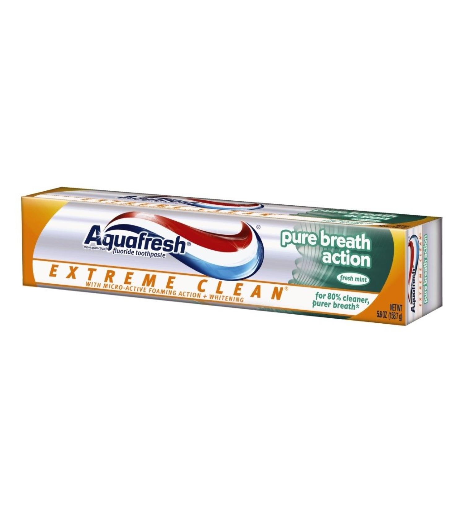 Aquafresh Extreme Clean Toothpaste - Fresh Mint Flavor 5.6 oz | Fluoride Toothpaste for Pure Breath Action - International Shipping Available - Buy Online on GoSupps.com
