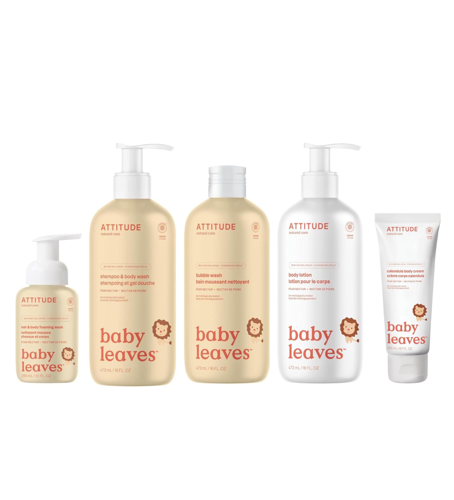Bundle of ATTITUDE 2in1 Foaming Wash, Body Lotion, 2in1 Shampoo and Body Wash, Bubble Wash and Calendula Body Cream, EWG Verified, Dermatologically Tested, Vegan, Pear Nectar, 10 Fl Oz Pear 2in1 Foaming Wash, Body Lotion - Buy Online on GoSupps.com