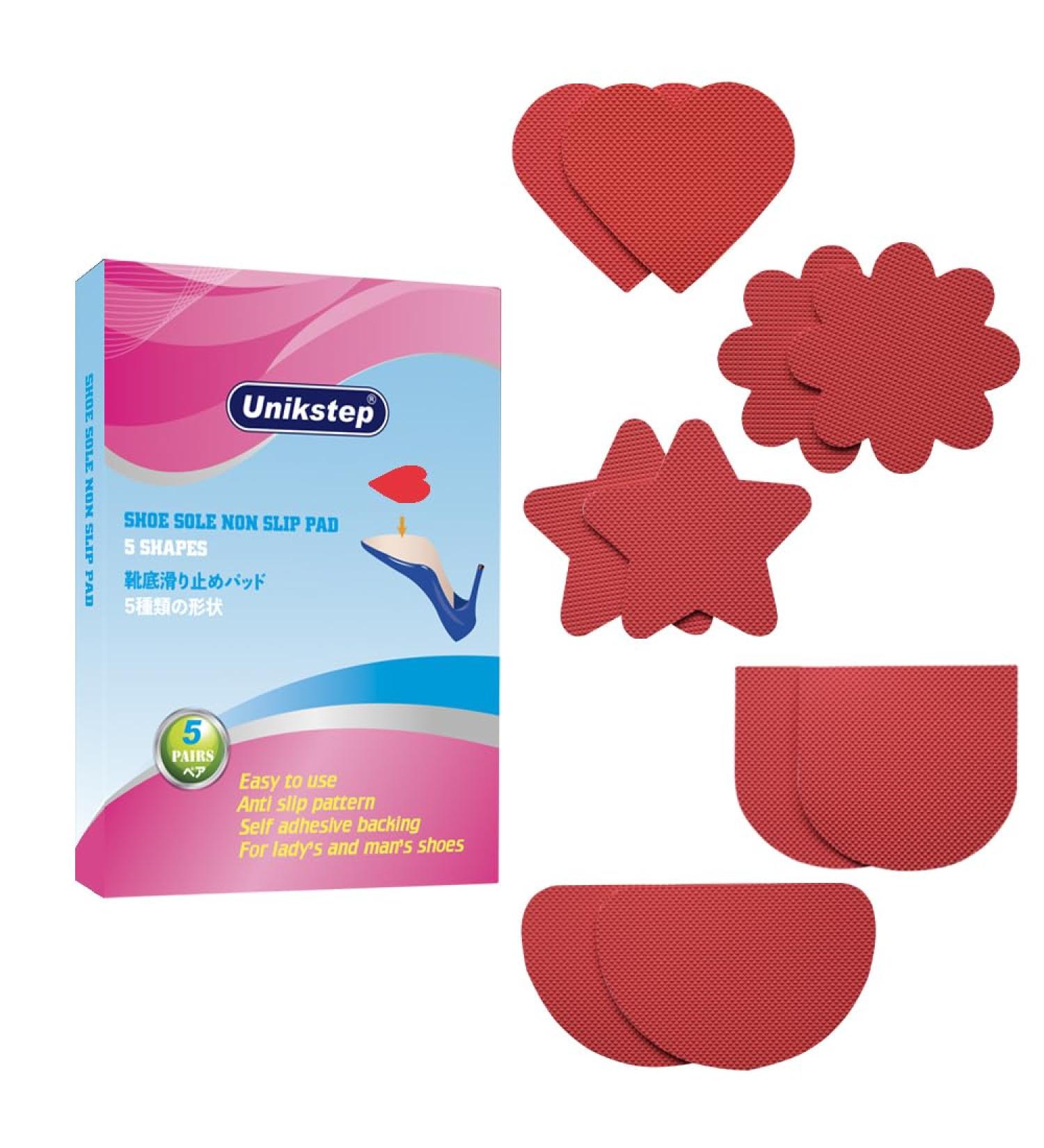 UNIKSTEP Non-Slip Shoe Sole Grips - 10 Piece Self-Adhesive Rubber Pads with Star Heart & Flower Shapes for Noise Reduction - Perfect for International Shipping - Buy Online on GoSupps.com