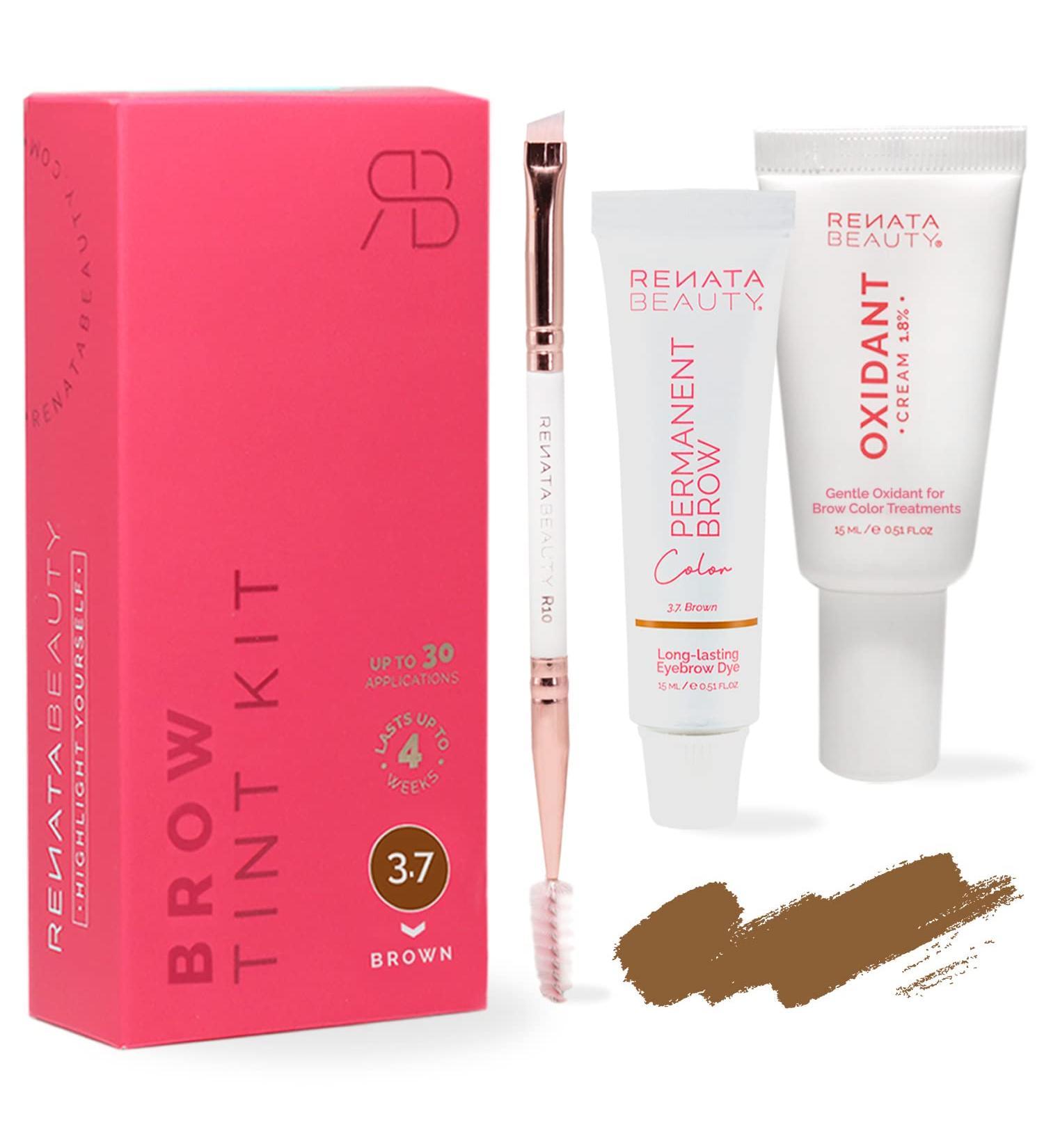 Renata Beauty Lash and Brow Tint Kit | Brown Dye Set with Cream Developer and Styling Brush | Long-Lasting Effect | 30 Applications - Buy Online on GoSupps.com