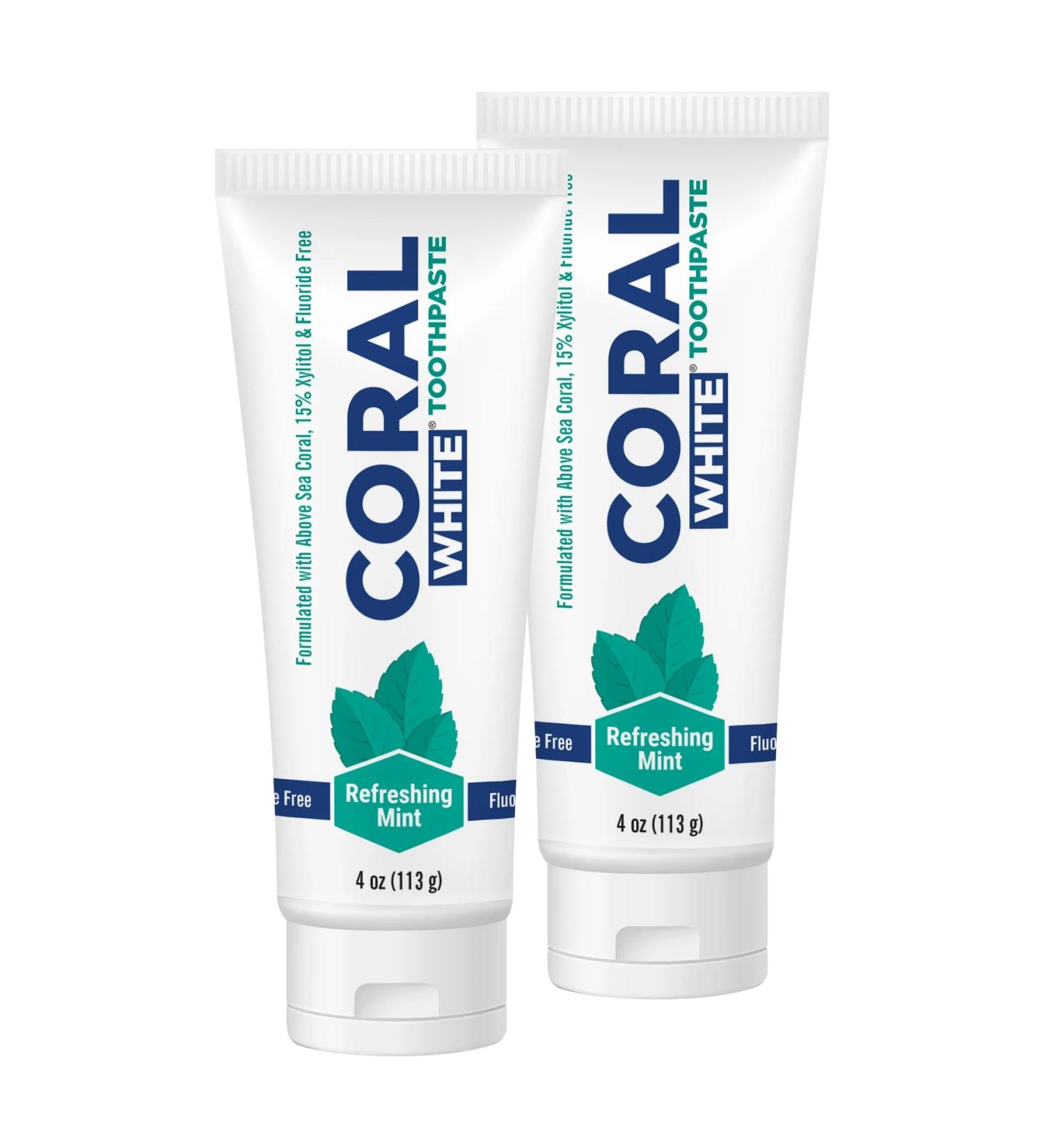 Coral White - Coral White Mint Toothpaste Natural Fluoride SLS Free Coral Calcium Remineralizing Toothpaste 4 Ounce (2 Pack) Mint 4 Ounce (Pack of 2) - Buy Online on GoSupps.com