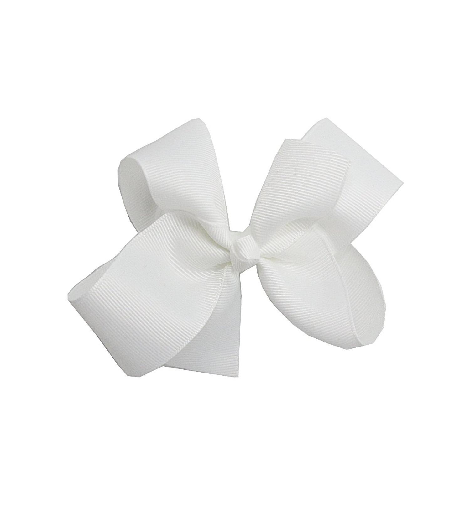 PrettyBoutique 5 Inches Girls Large Grosgrain Hair Bow Alligator Clip (White)
