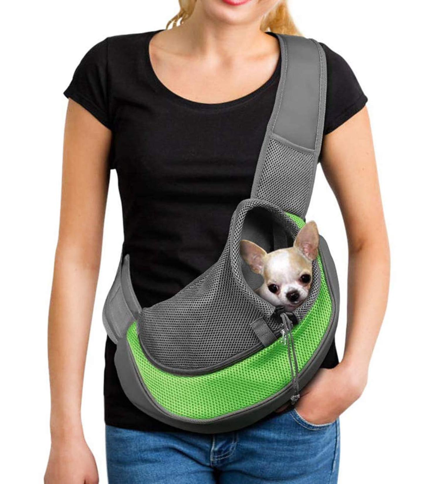 Tragot Small Dog & Cat Carrier Bag - Adjustable Mesh Travel Bag for Pets (2-4kg) - Green - Buy Online on GoSupps.com
