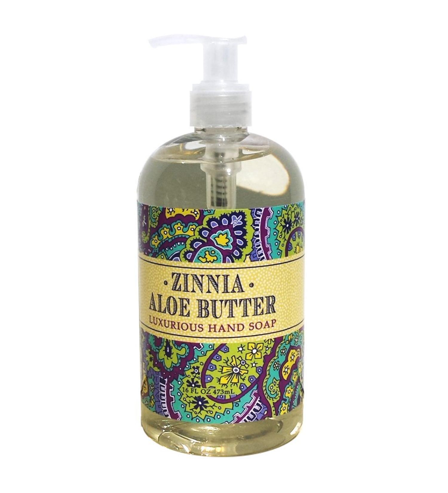 Greenwich Bay ZINNIA ALOE BUTTER Hand Soap Enriched with Shea Butter Cocoa Butter Virgin Olive Oil and Grapeseed Oil 16 oz