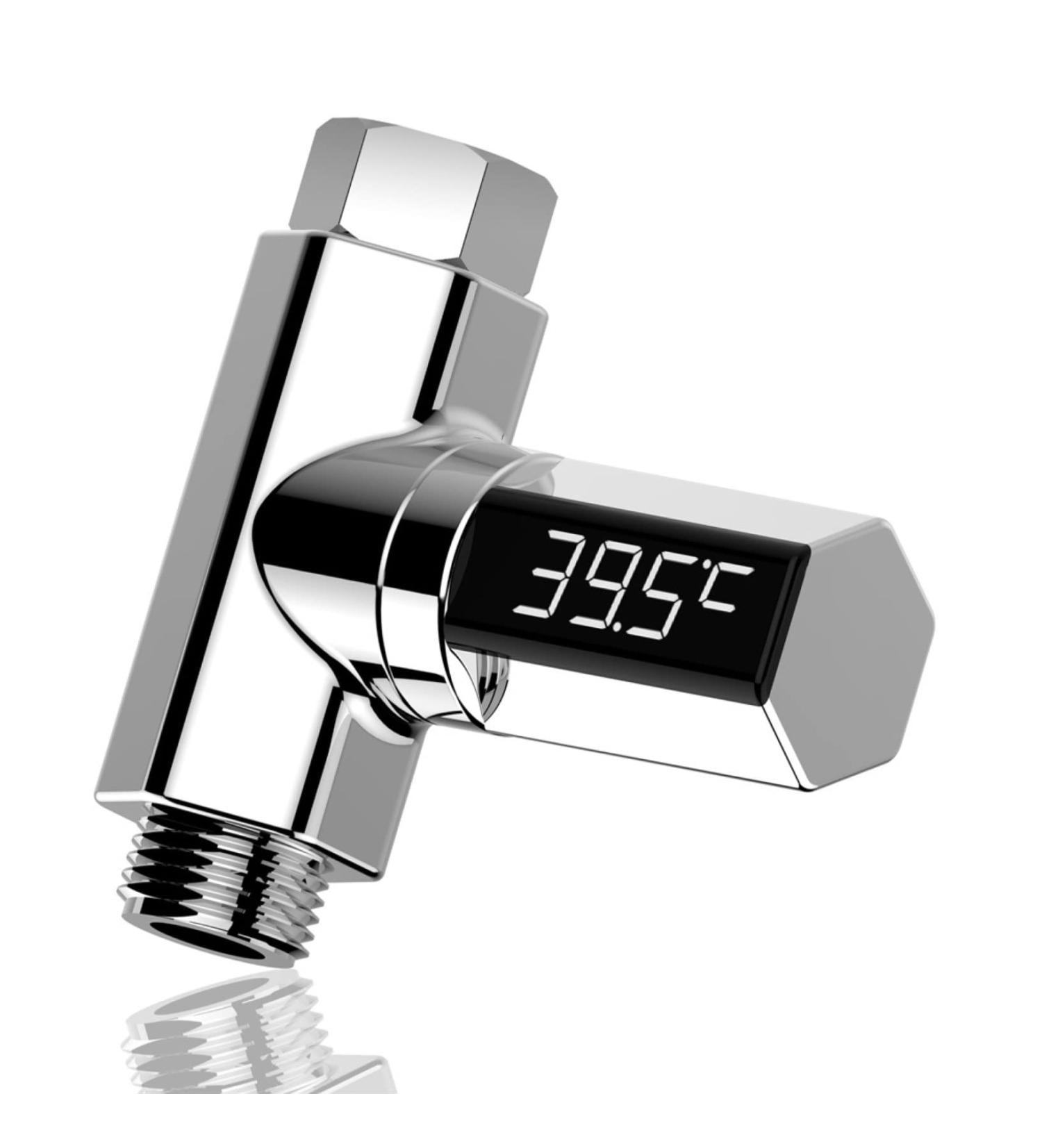 360 Rotating Shower Thermometer | LED Digital Display | Baby Bath Water Fahrenheit Celsius Thermometer | Home Bathroom Kitchen Silver - Buy Online on GoSupps.com