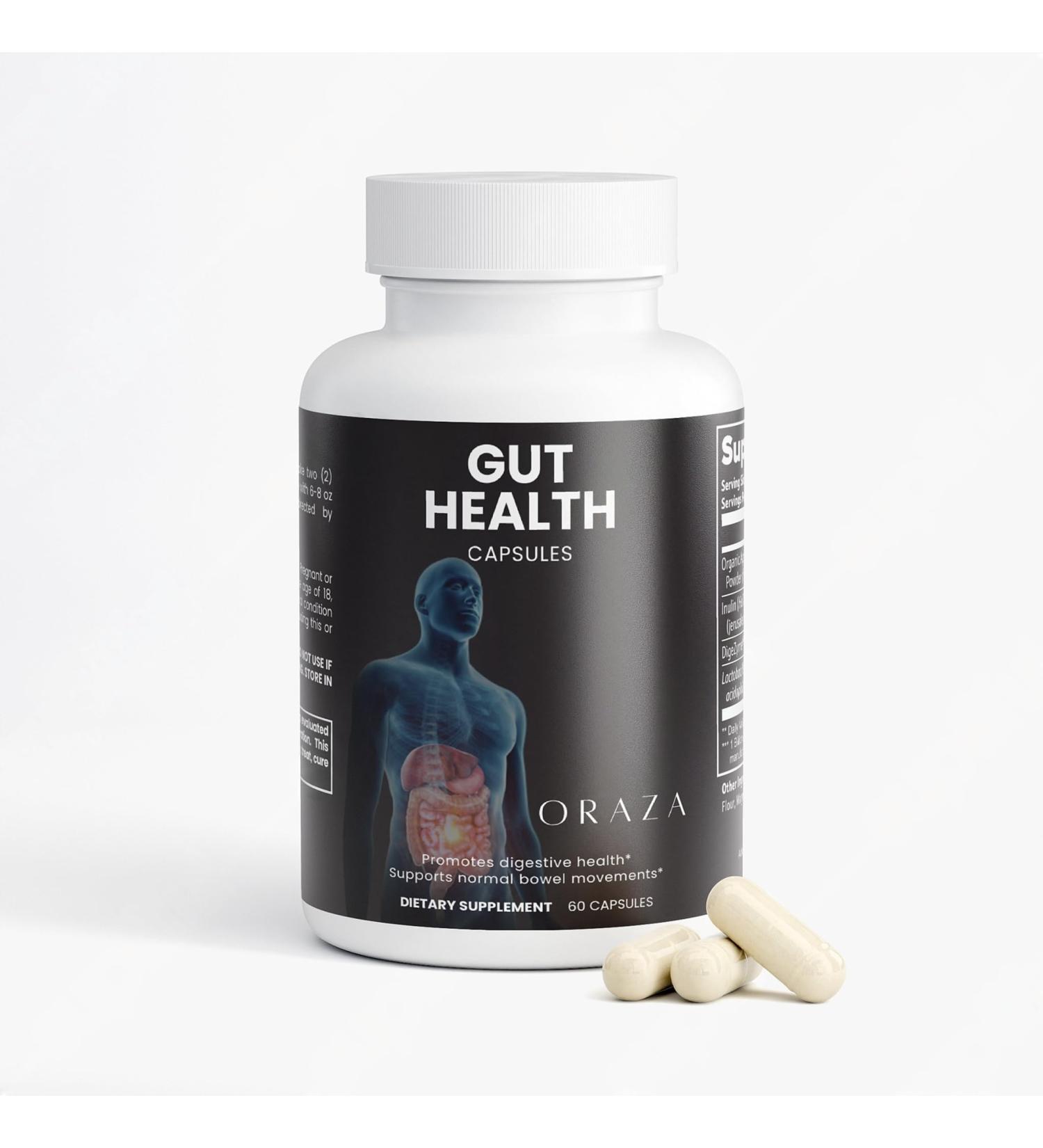 Oraza Gut Health Capsules Dietary Supplement Digestive Health Support 60 Capsules 1000mg Apple Cider Vinegar - Buy Online on GoSupps.com