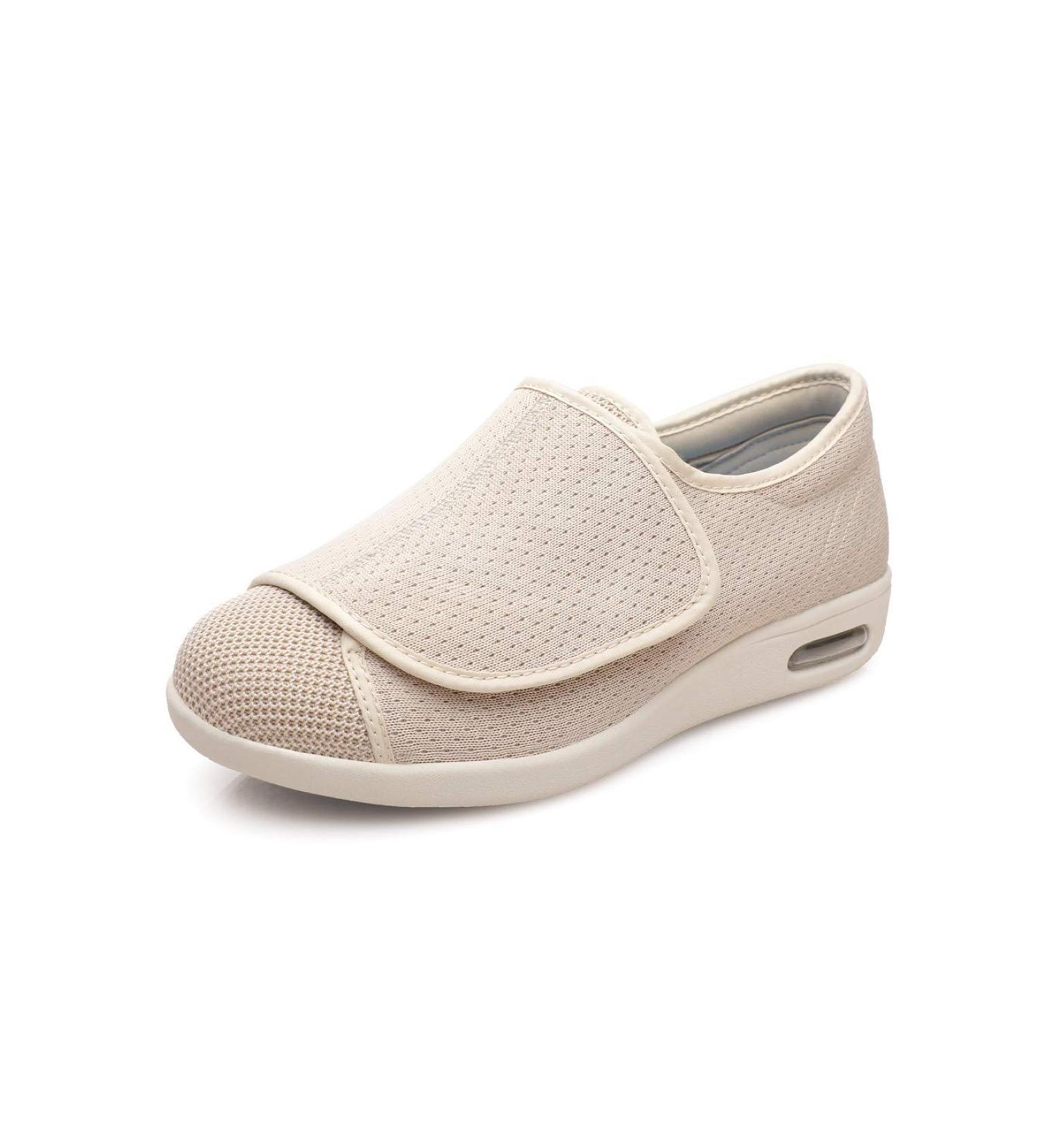 DENACARE Women's Wide Width Adjustable Closure Shoes for Diabetic Edema Plantar Fasciitis Bunions Arthritis Swollen Feet - Beige - Buy Online on GoSupps.com