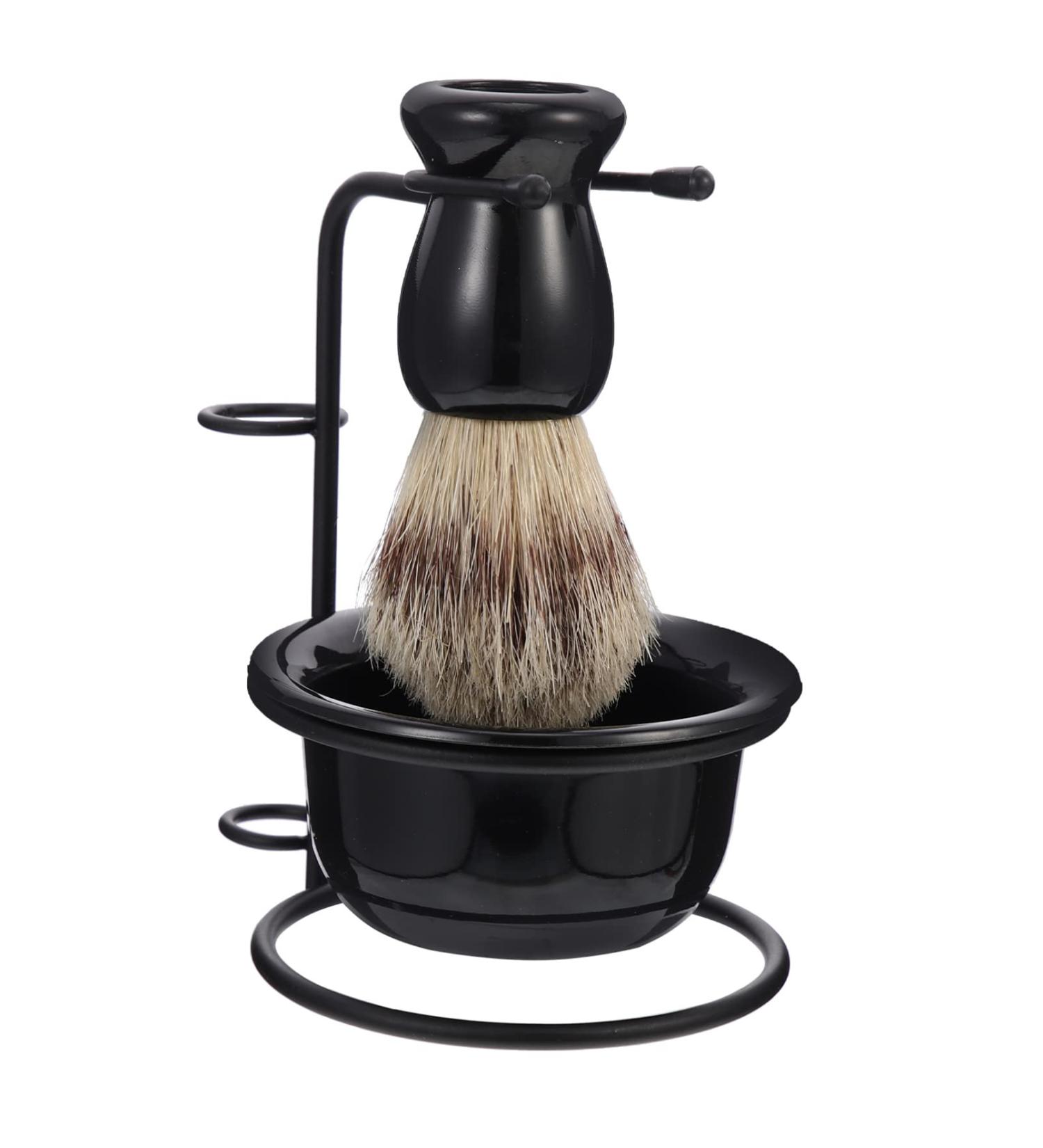 Frcolor Beard Care Set - Razor Brush Kit & Organizer for Men | Shaving Bowl & Shell Holder | ABS Black | International Shipping - Buy Online on GoSupps.com