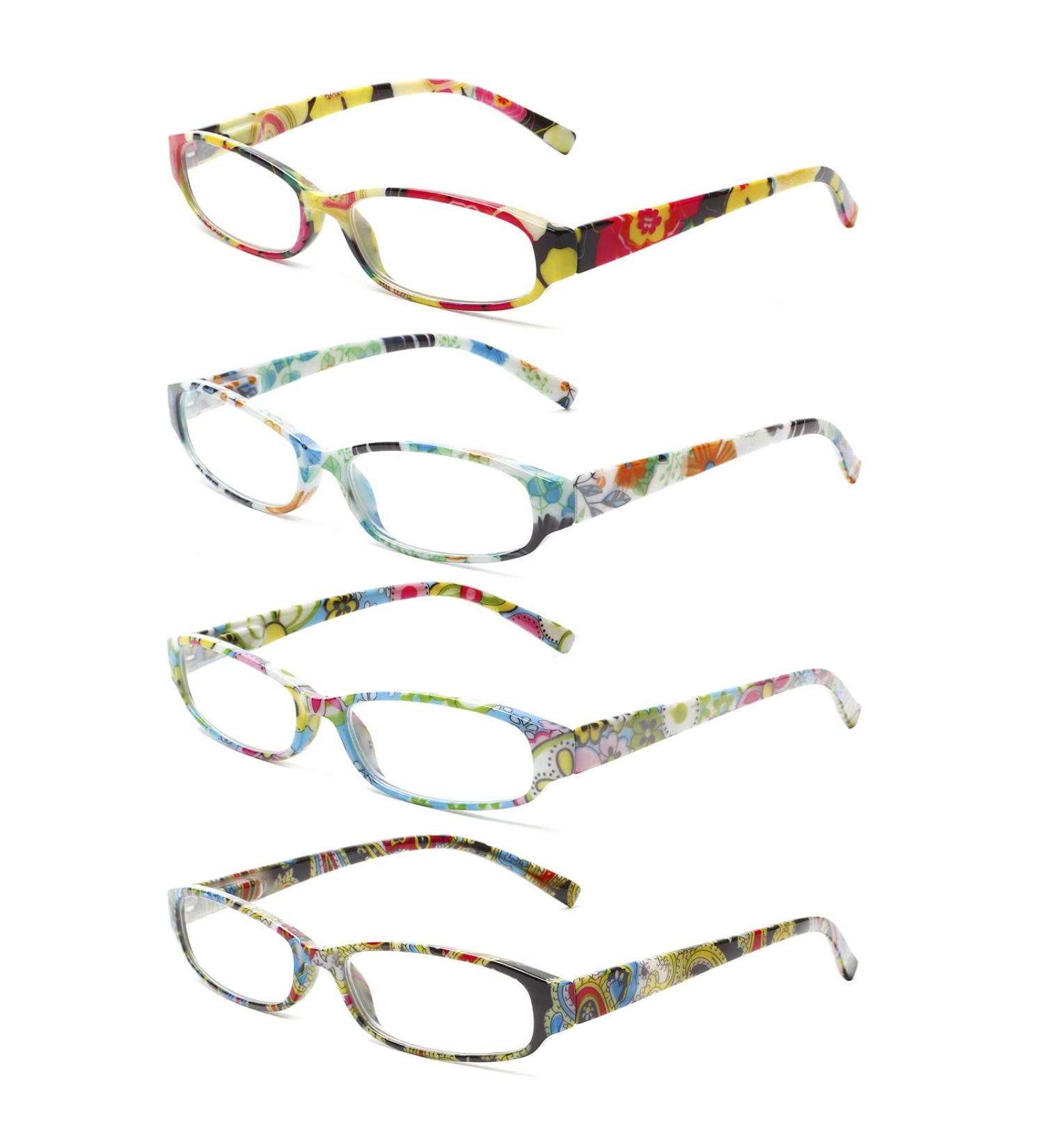 Cojwis 4 Pack Stylish Reading Glasses for Women | HD Clear Lens | Multi-Colored Readers (3.00x Magnification) - Buy Online on GoSupps.com
