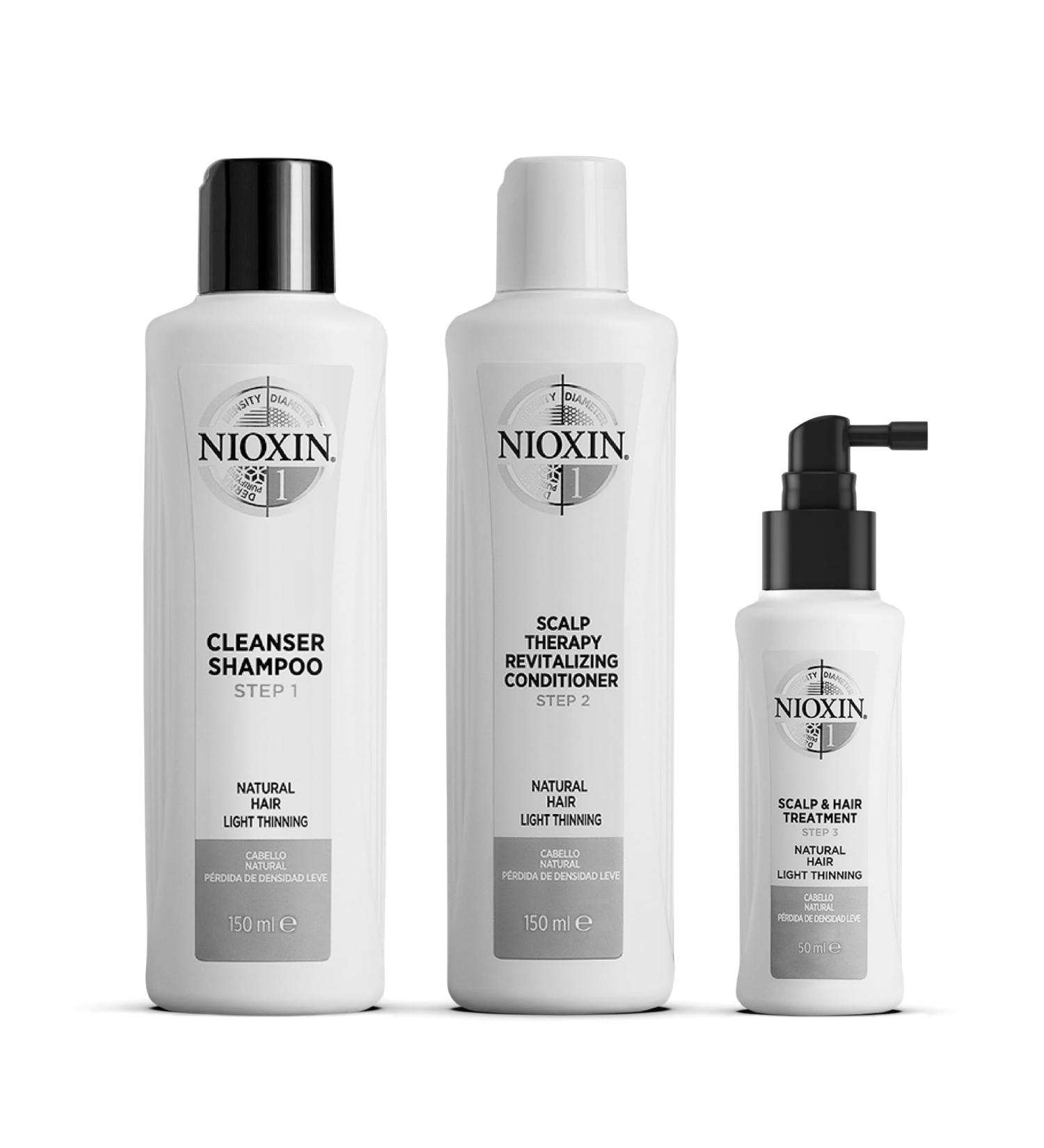 Nioxin System 1 Natural Hair Treatment Trial Kit - 3-Part System for Light Thinning Hair | Scalp Therapy & Hair Thickening Treatment - 3 Piece Set - Buy Online on GoSupps.com