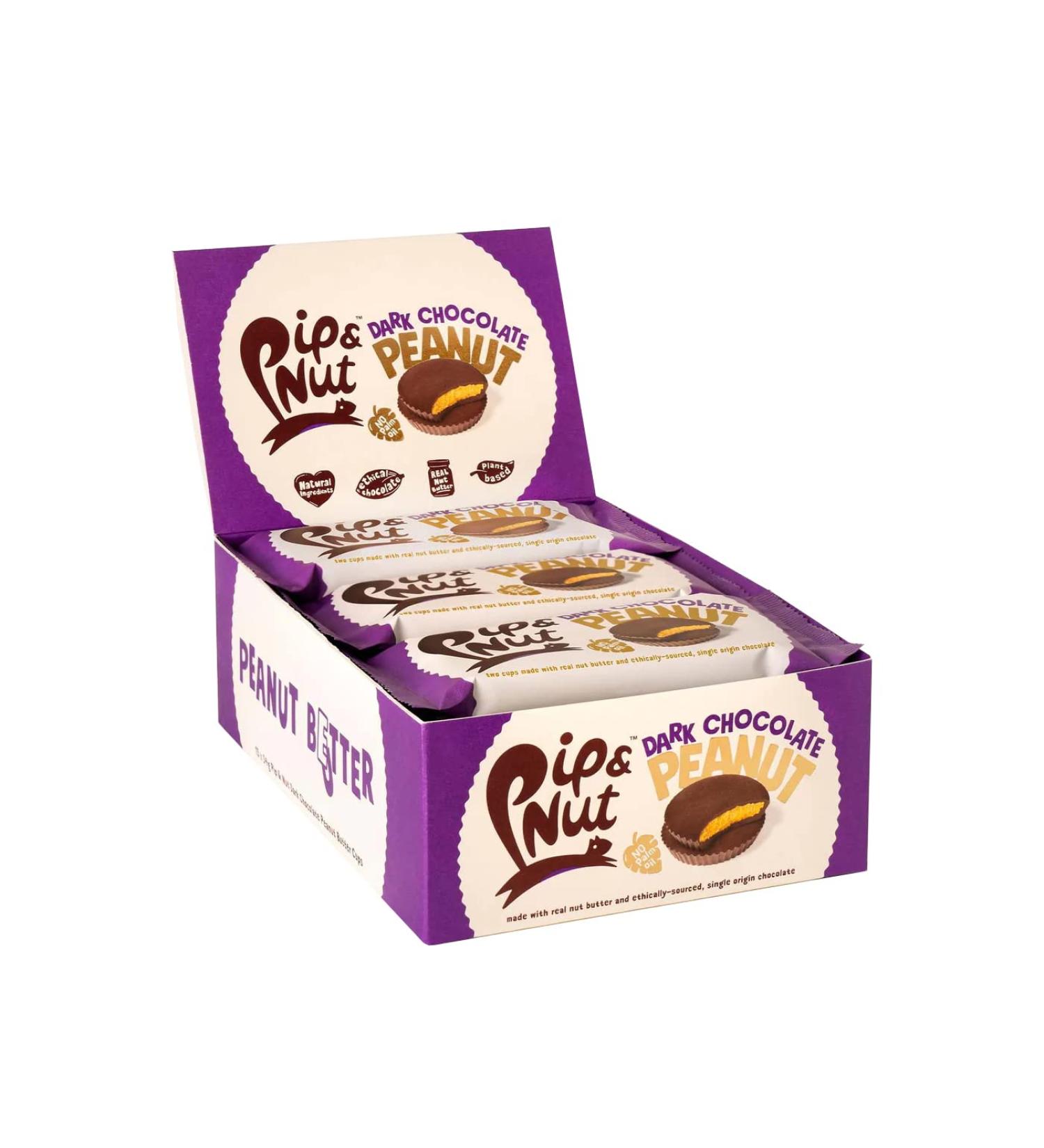 Pip & Nut Pip & Nut 15-Pack Dark Chocolate Peanut Butter Cups - 2 Cups per Pack - Real Peanut Butter Single Origin Chocolate Palm Oil Free Suitable for Vegans - Buy Online on GoSupps.com