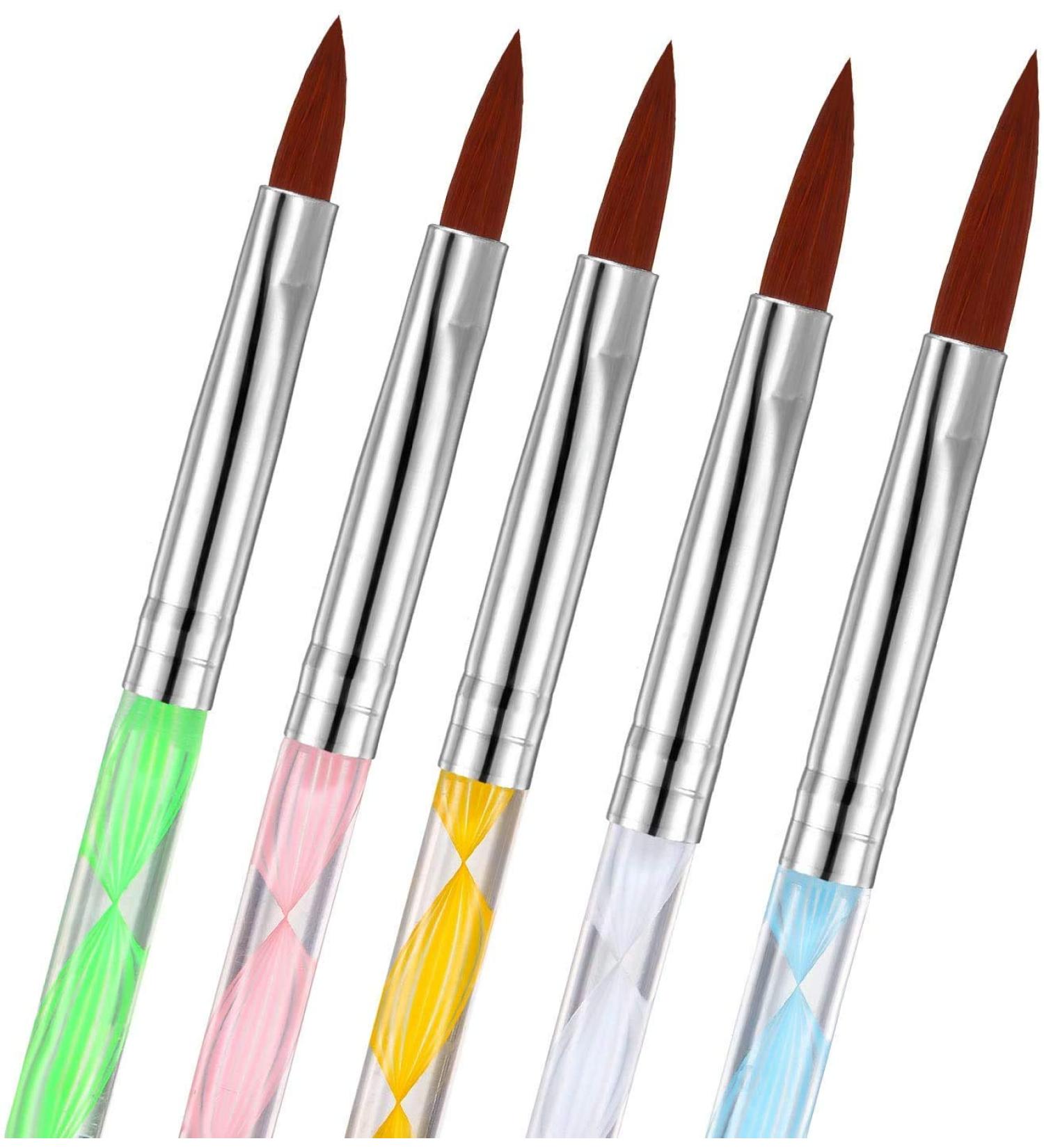 Acrylic Nail Brush Set - 5 Pcs Round Sable Design Art UV Gel DIY Brush Pen Tool Set No.4/6/8/10/12 - Buy Online on GoSupps.com