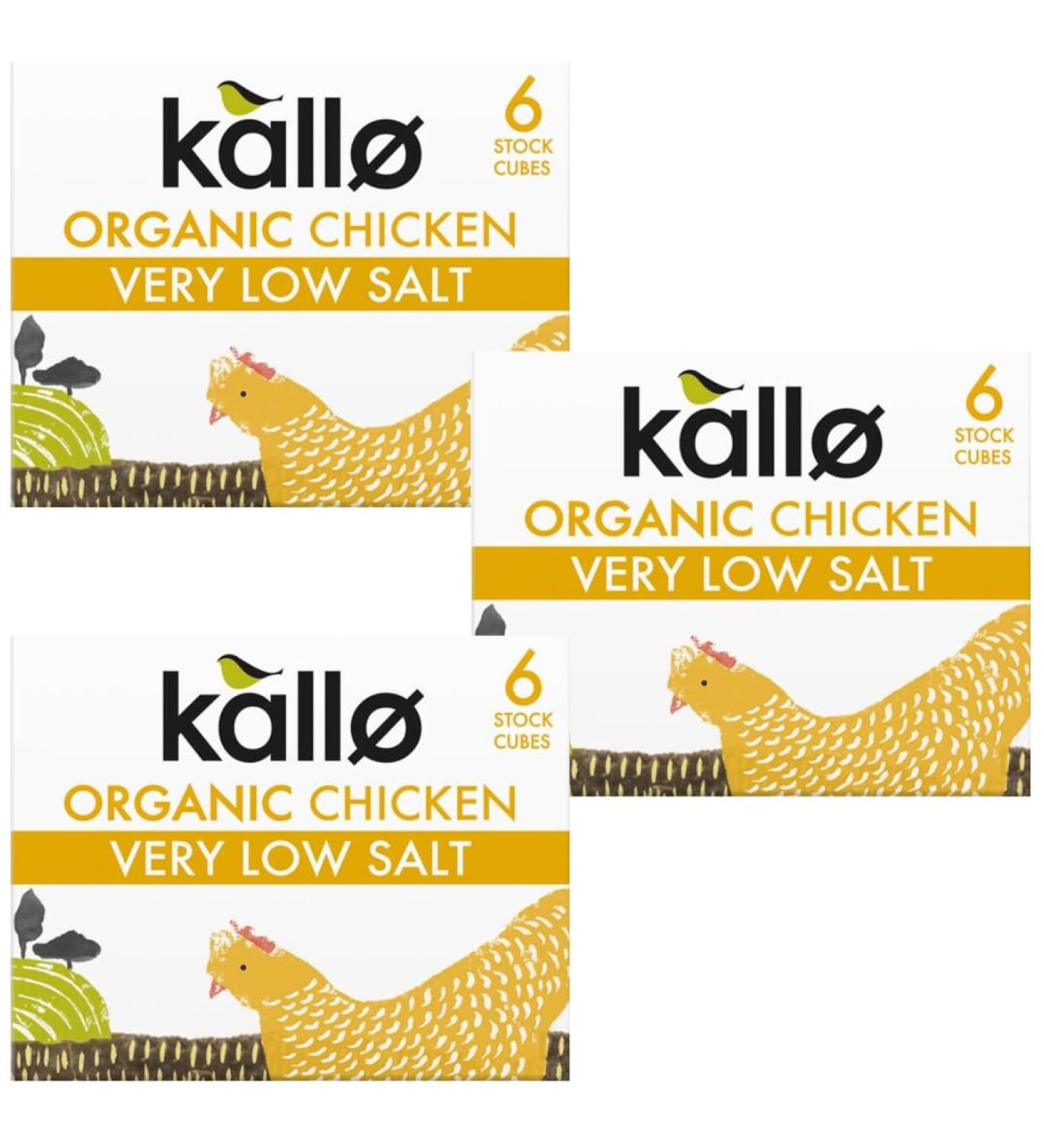 Kallo Chicken Very Low Salt Stock Cubes 38g (3 Pack Bundle) - Buy Online on GoSupps.com