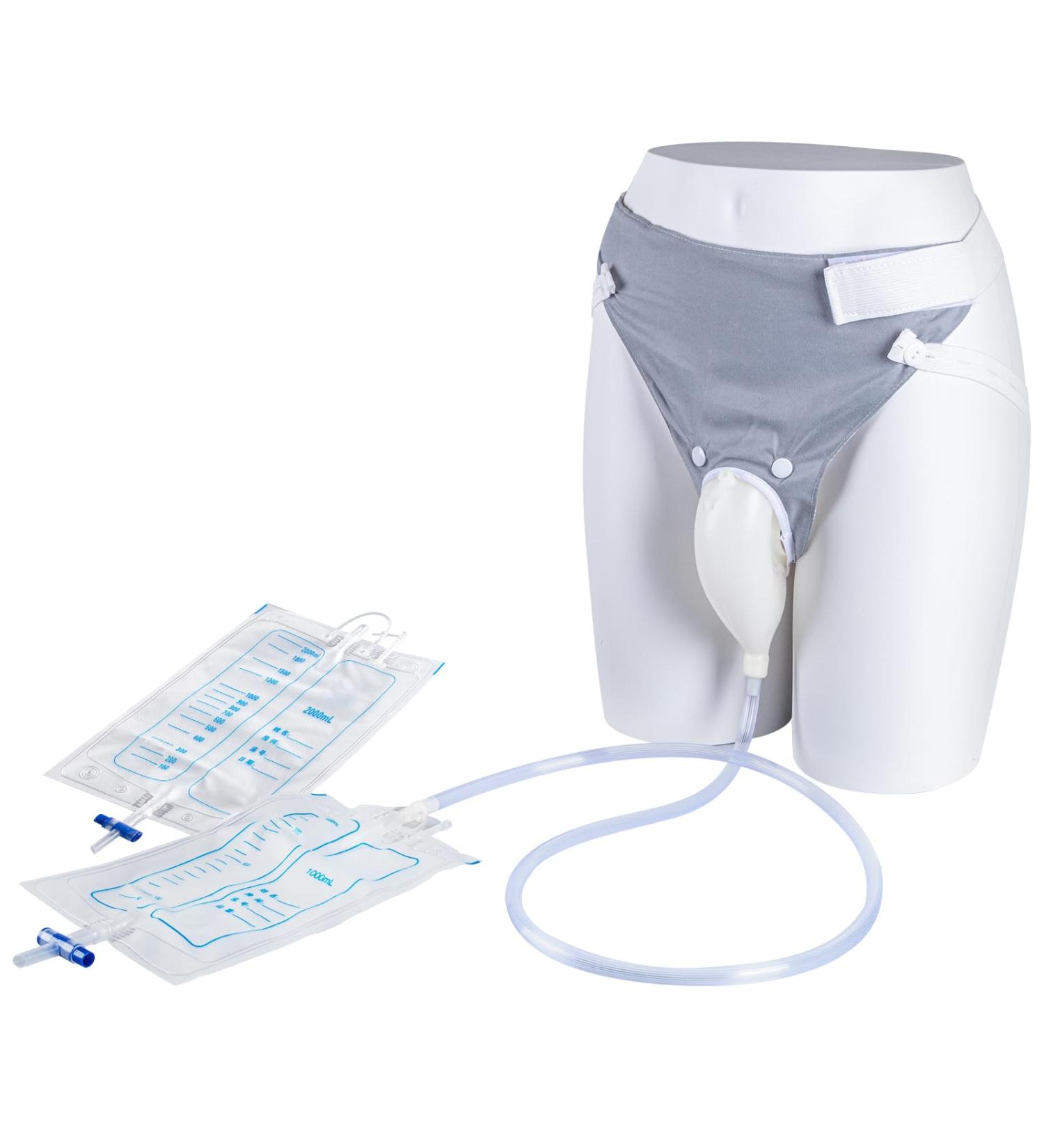 Buy Wearable Urinal Bag & Reusable Silicone Catheter - Portable External Urine Collector for Elderly Men (1000ml/2000ml) - International Shipping Available - Buy Online on GoSupps.com