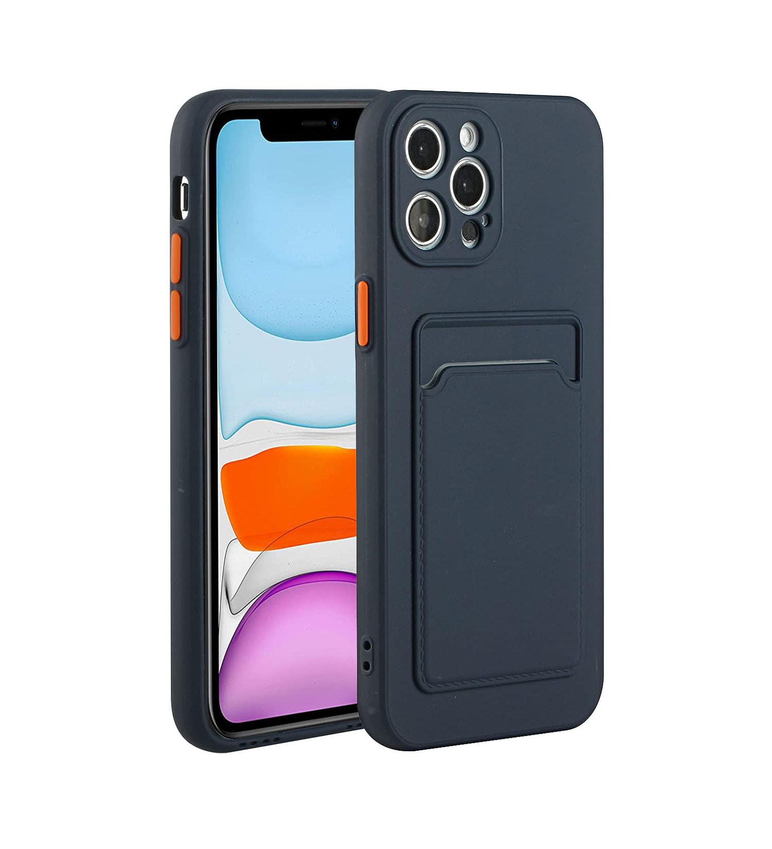 Buy Tivenfezk Nadoli Ultra Thin Silicone Case for iPhone 15 Pro - Shockproof Scratch-Resistant Wallet TPU Cover with Card Holder - Dark Blue - Buy Online on GoSupps.com