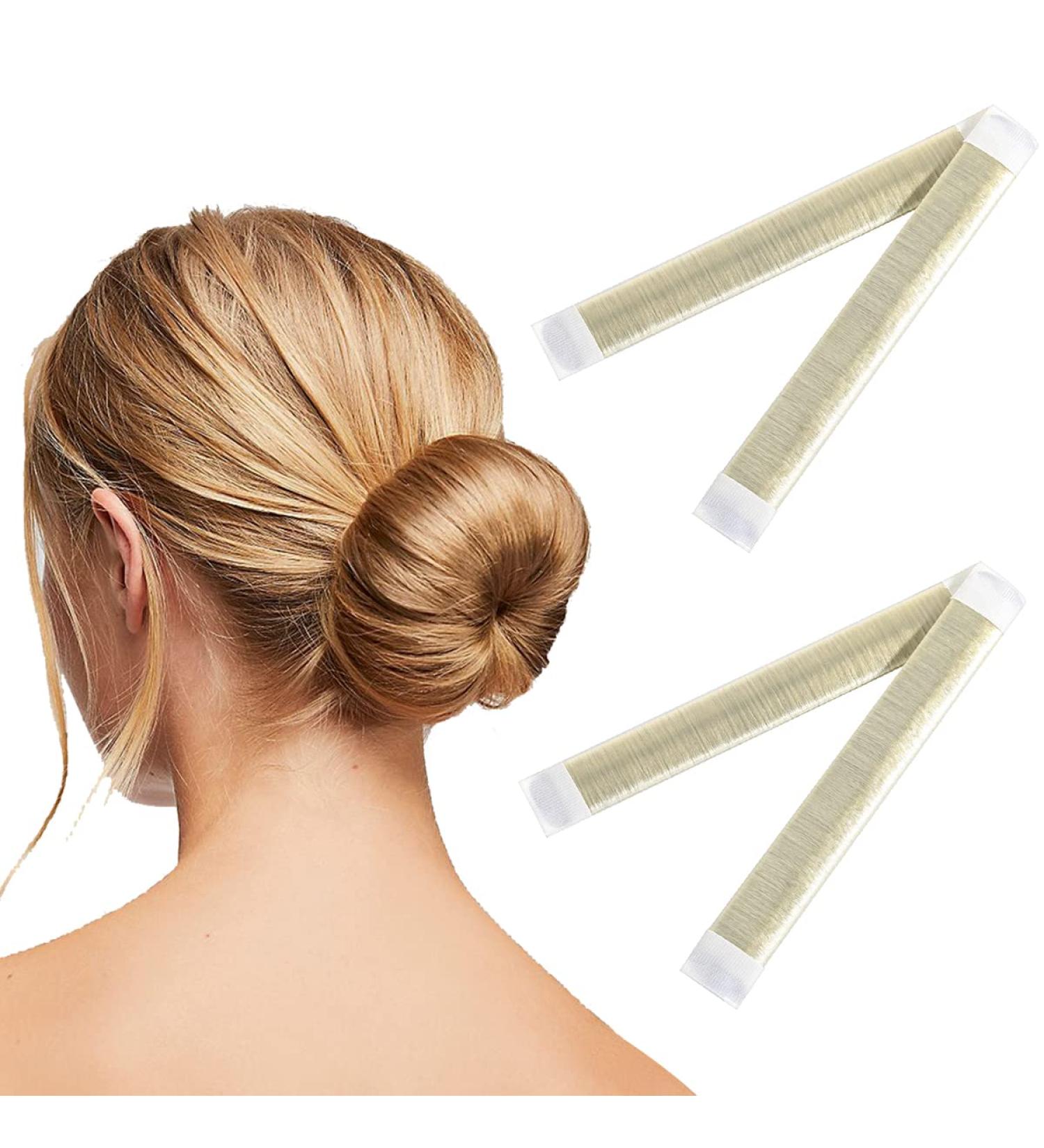 2 Pcs Magic Hair Bun Maker Fast & Easy Donut Bun Maker French Twist Hair Fold Wrap Snap Band for Girls Women (Beige) - Buy Online on GoSupps.com