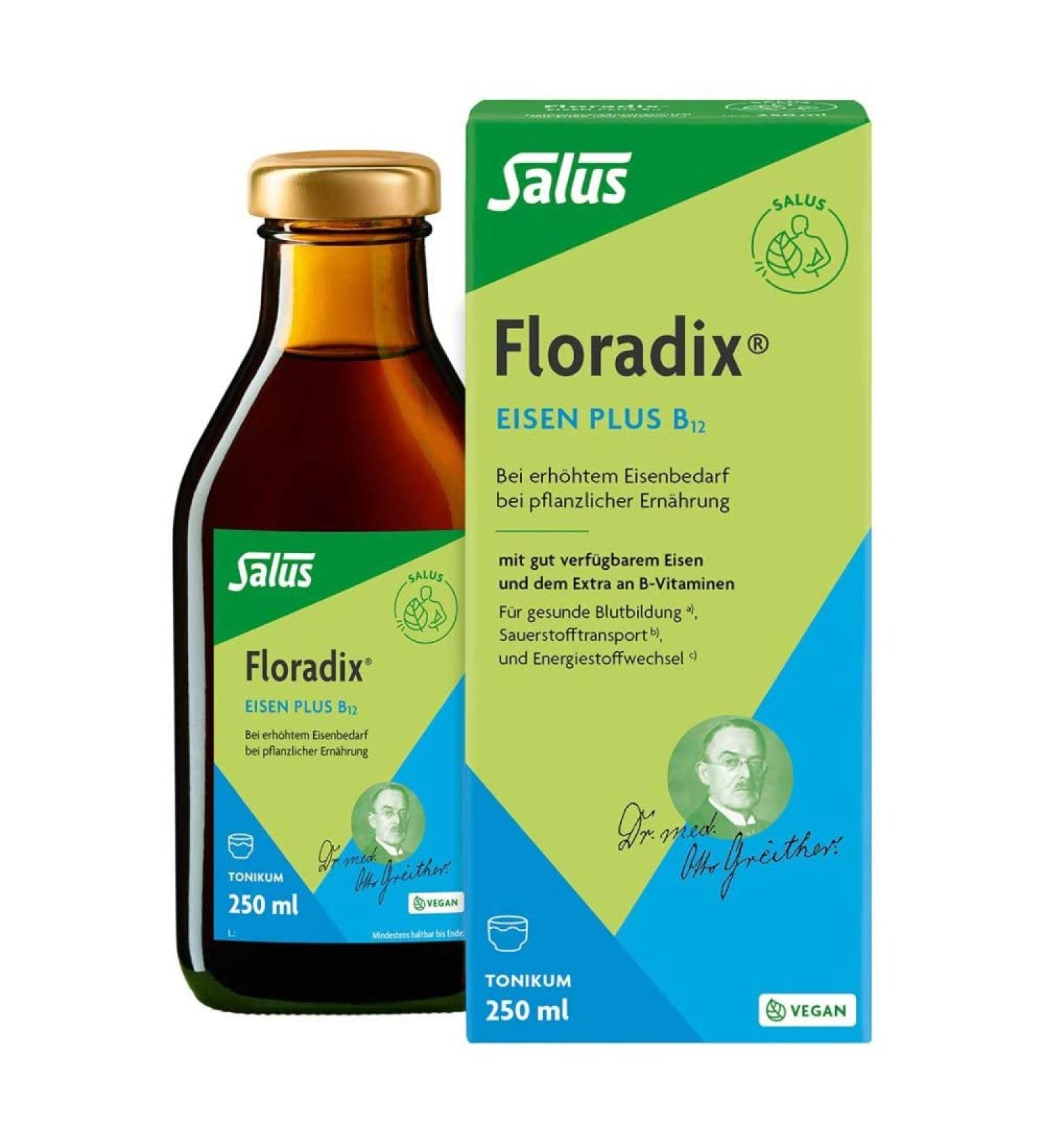 Floradix Iron + B12 Vegan Tonic 250 ml | Enhance Energy & Boost Iron Levels | International Shipping Available - Buy Online on GoSupps.com