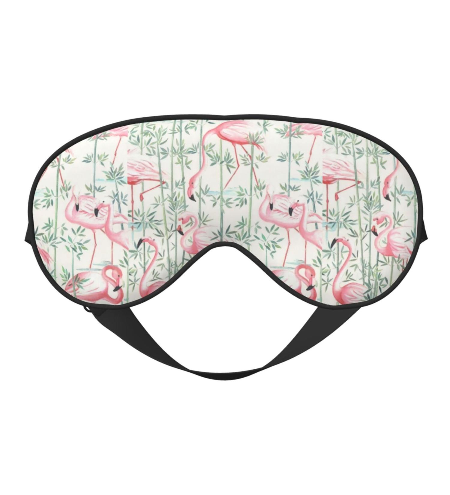 Floral Flamingo Eye Mask - Adjustable Soft Imitation Silk Night Blindfold | International Shipping - Buy Online on GoSupps.com
