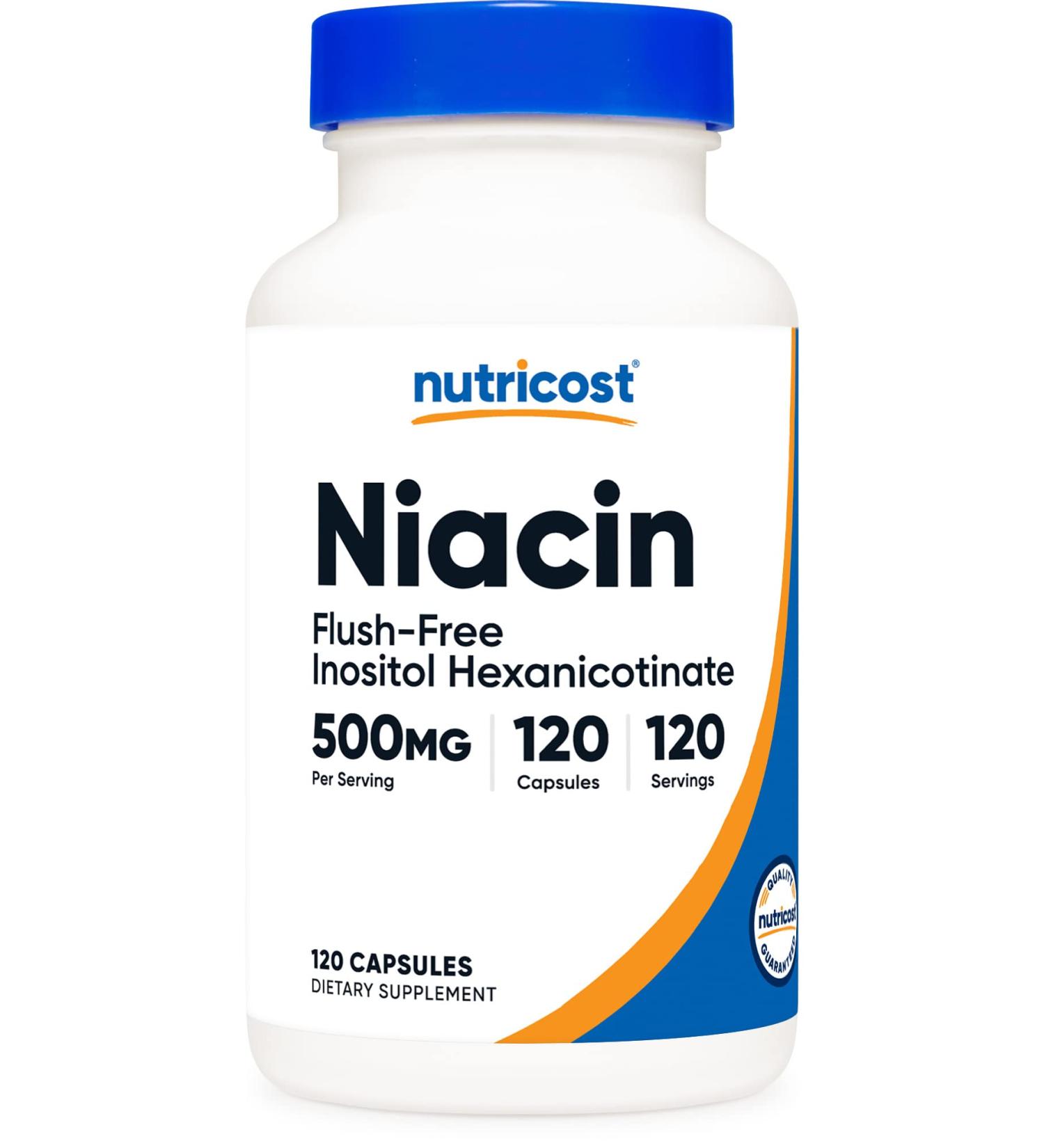 Nutricost Flush-Free Niacin 500mg (Inositol Hexanicotinate) - 120 Capsules - Vitamin B3 - Buy Online on GoSupps.com