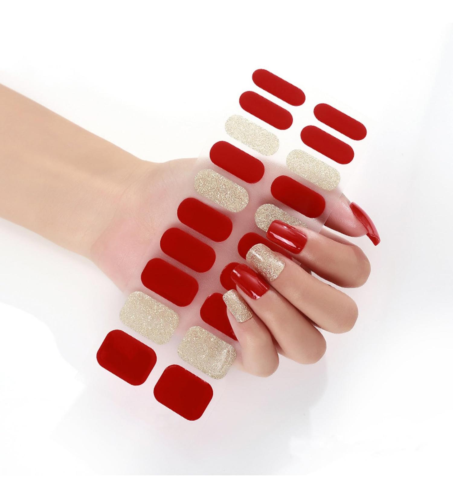 Nail Adhesive Wrap - Semi Cured Gel Nail Wraps - Gel Nail Polish Strips Sticker Waterproof Full Nail Wraps Decal Sets with Nail File and Stick Nail Art Decoration (UV/LED Lamp Required) - Buy Online on GoSupps.com