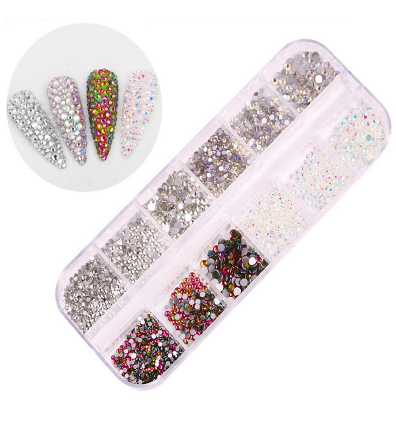 Nail Art Rhinestones 1440 Pieces Nail Art Rhinestone 3D Nail Art Rhinestones for Nails DIY Rhinestone Crystal Diamond Phone Nail Art Decoration (J) - Buy Online on GoSupps.com