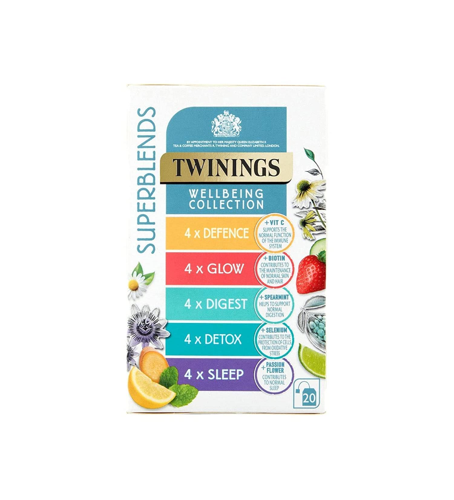 Twinings Superblends Wellbeing Collection 20 Tea bags - 37g | Buy Online Now - Buy Online on GoSupps.com