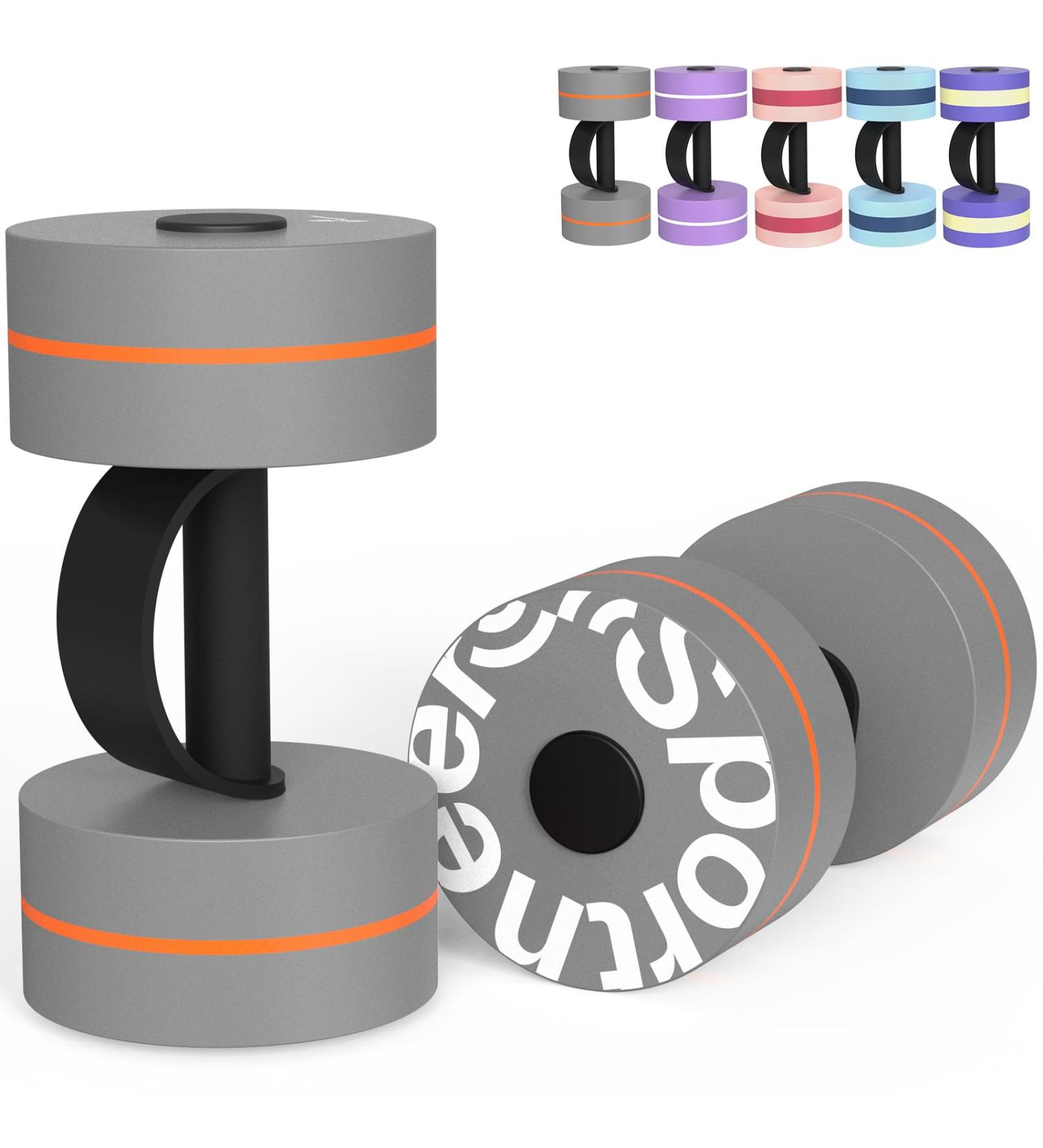Sportne Water Weight Aquatic Exercise Dumbbells - EVA Foam Aqua Fitness Set for Water Aerobics & Weight Loss - Ideal for Aerobic Workouts (Gray & Orange) - Buy Online on GoSupps.com