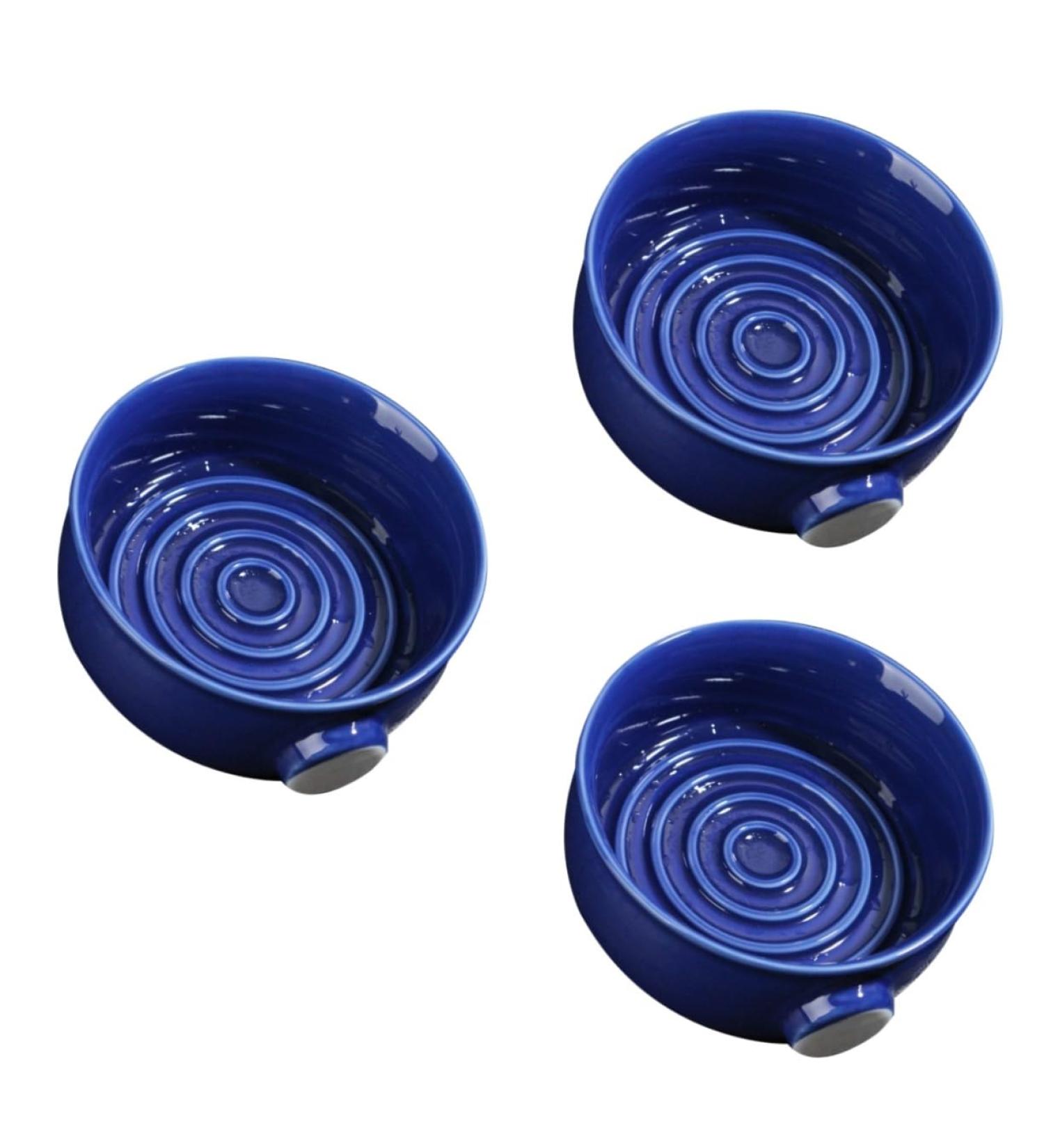 Minkissy 3-Pack Shaving Cup Set | Ceramic Shaving Soap Bowl for Men | Blue Razor Bowl 11.5x11.5cm - International Shipping Available - Buy Online on GoSupps.com