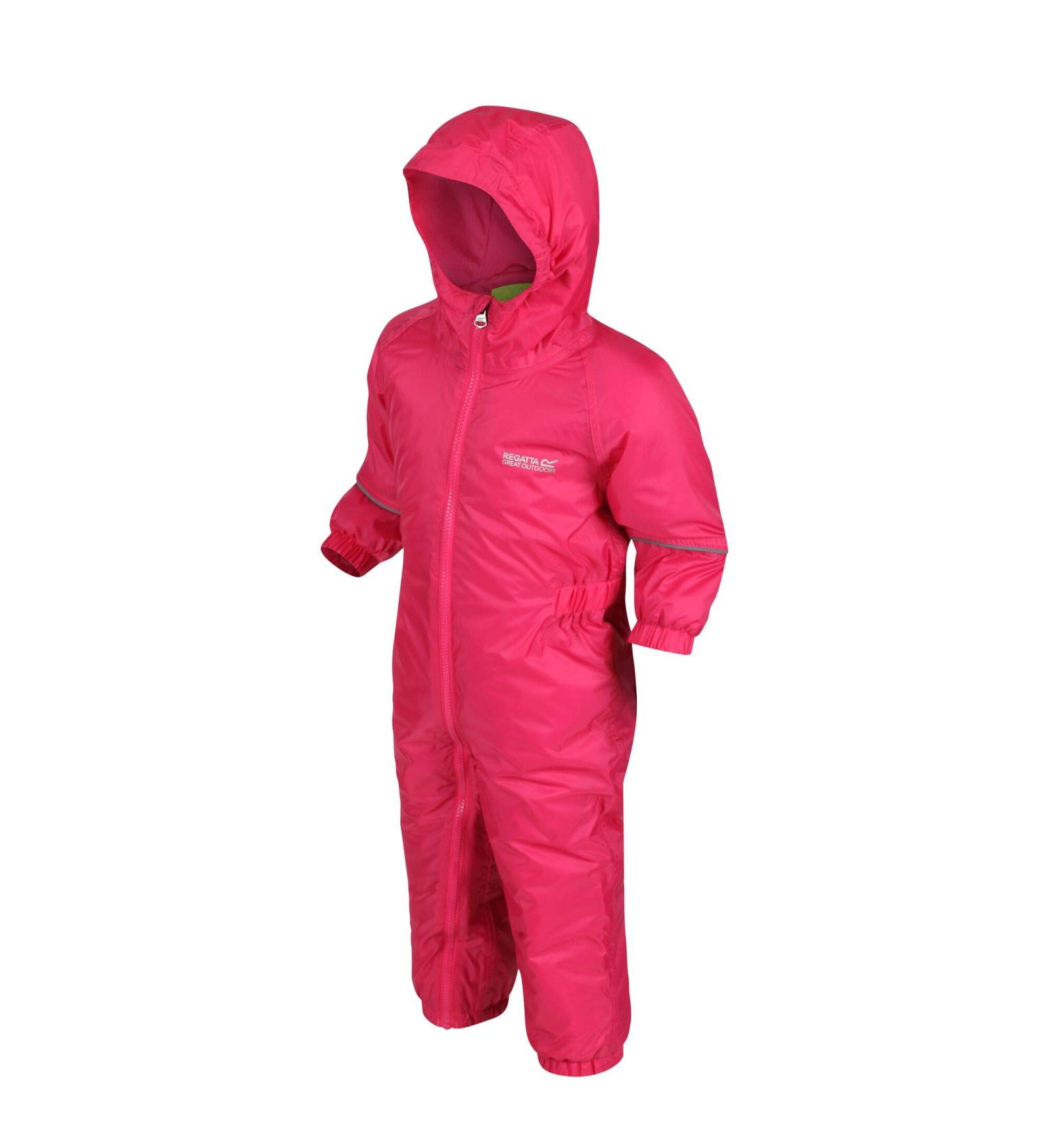 Regatta Kids Childrens Splosh III Waterproof Puddle Suit Hot Pink 48-60