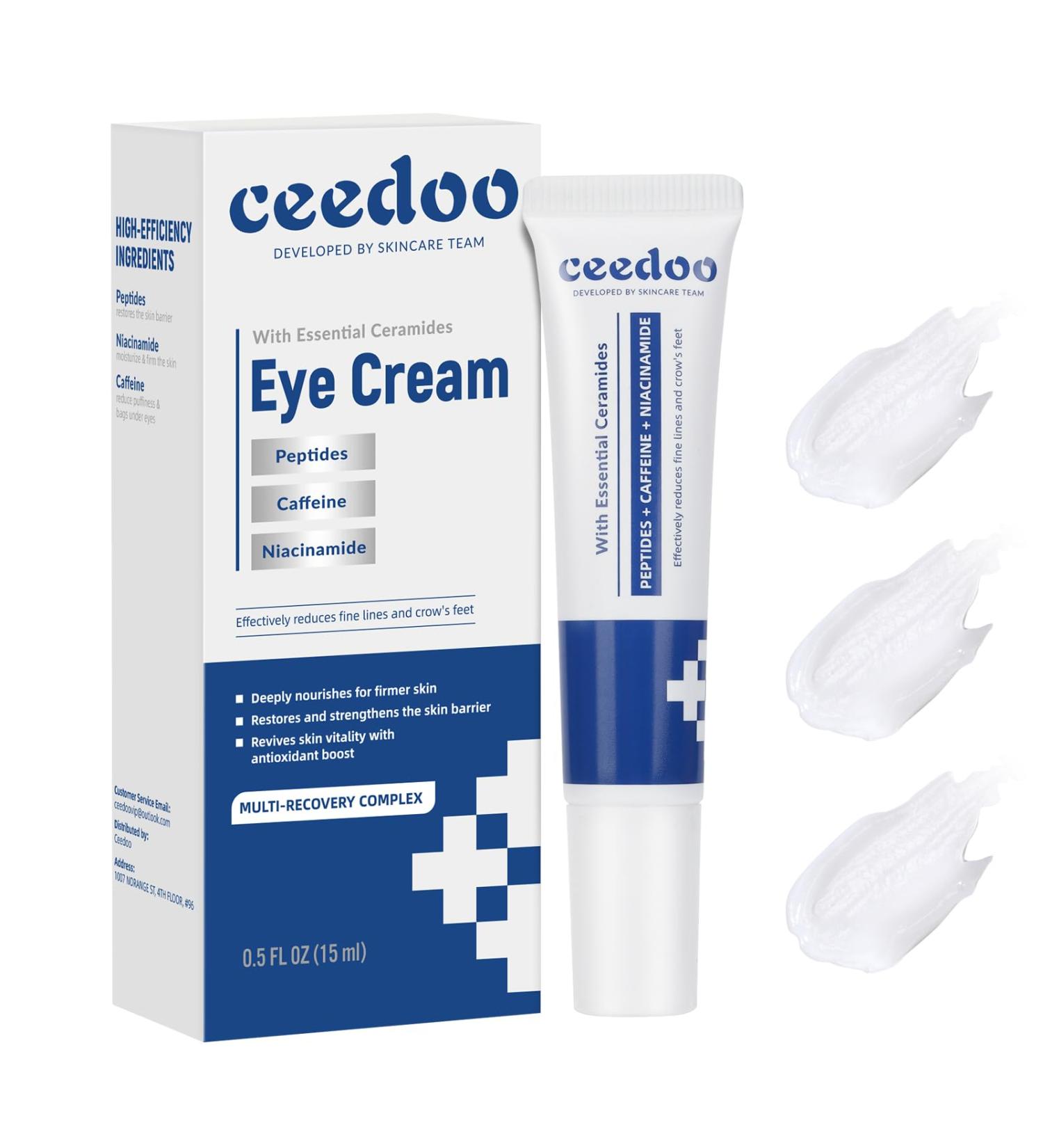 Eye Cream for Wrinkles, Fine Lines & Crows Feet - With Ceramides, Peptides + Caffeine + Niacinamide - Anti Aging Skin Renewing Under Eye Cream for Men and Women, 0.5 Oz Unscented - Buy Online on GoSupps.com