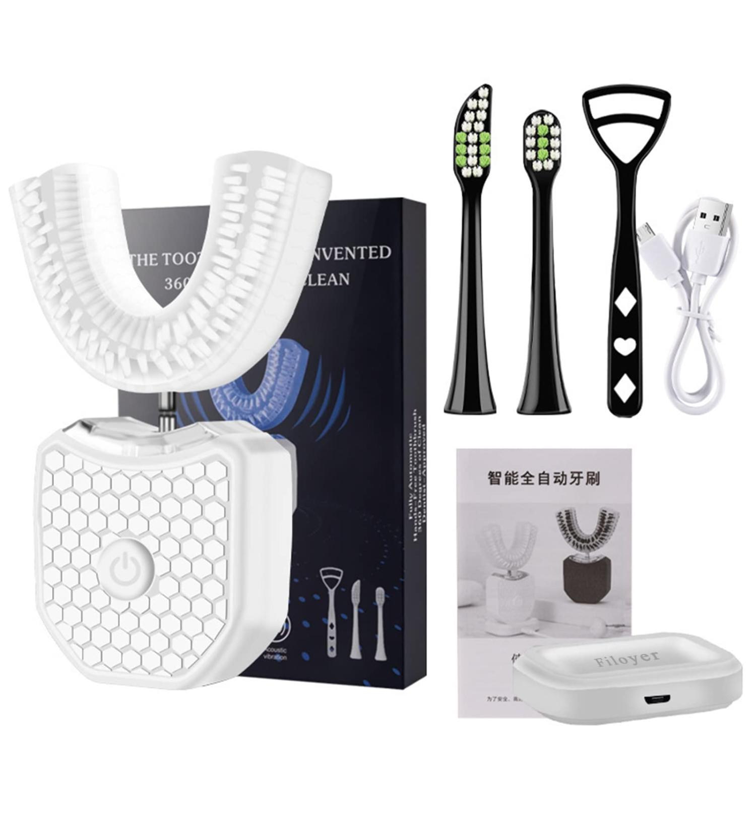 Ortho Sparkle Adult U-Shaped Toothbrush | 3 Modes | Automatic | 10-Second | Teeth Whitening Brush (White) - Buy Online on GoSupps.com