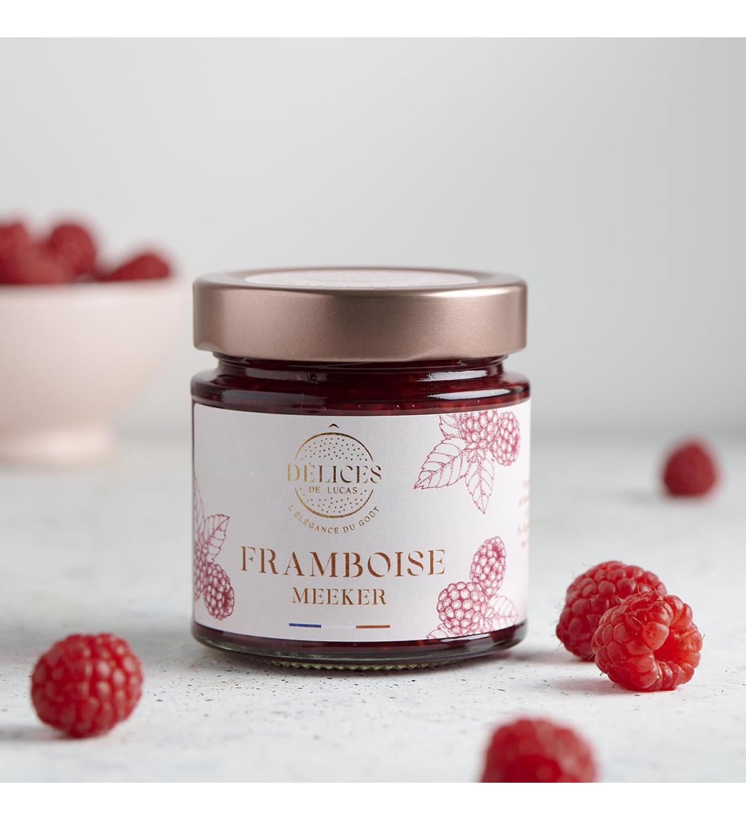 O D lices de Lucas Lucas' Delights Meeker Raspberry Jam 60% Fruit Artisanal & Made in France 230g Glass Jar French Gastronomy - Buy Online on GoSupps.com