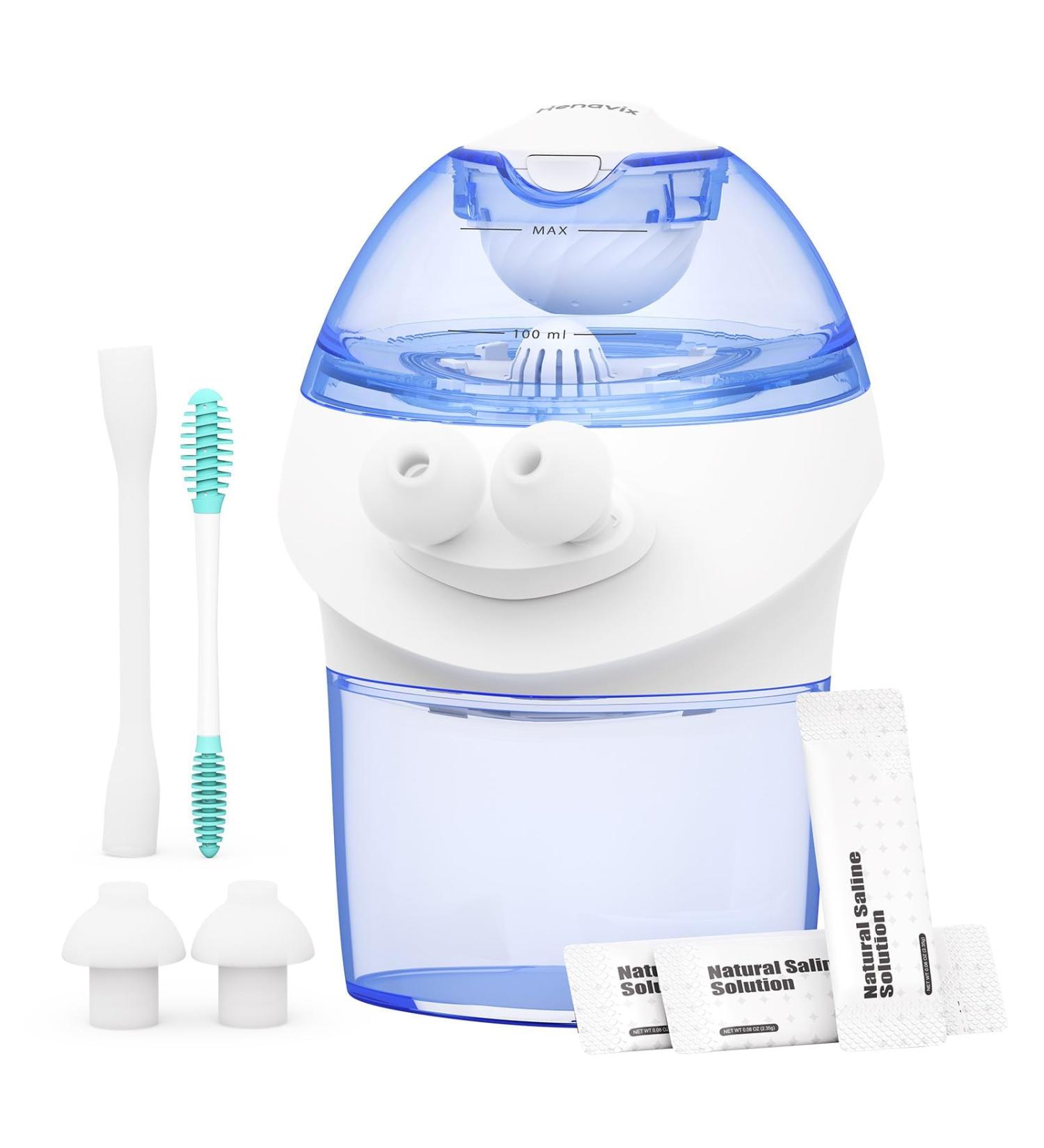 Advanced Nasal Irrigation System, Rechargeable Sinus Rinse Kit with 1 Nose Cleaner and 15 Salt Packets, Self-Cleaning Nasal Irrigator, Safety-Protection for Congestion Relief & Nasal Rinse Standard - Buy Online on GoSupps.com