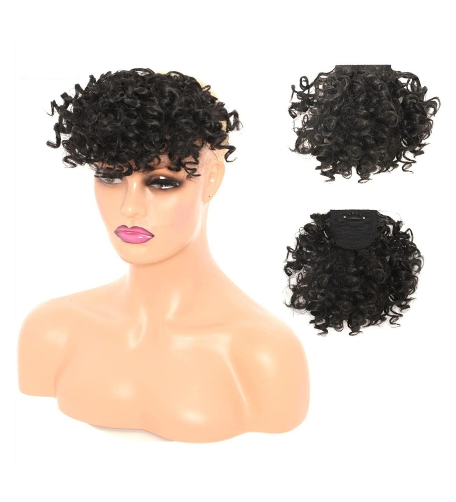 Bangs Hair Clip Synthetic Hair Bangs Afro Kinky Curly Bang For Black Woman Curly Fake Fringe Clips In Bangs Wig Hair Natural Soft Synthetic Fiber Hair accessories Fake Bangs for Women and Girls (Co - Buy Online on GoSupps.com